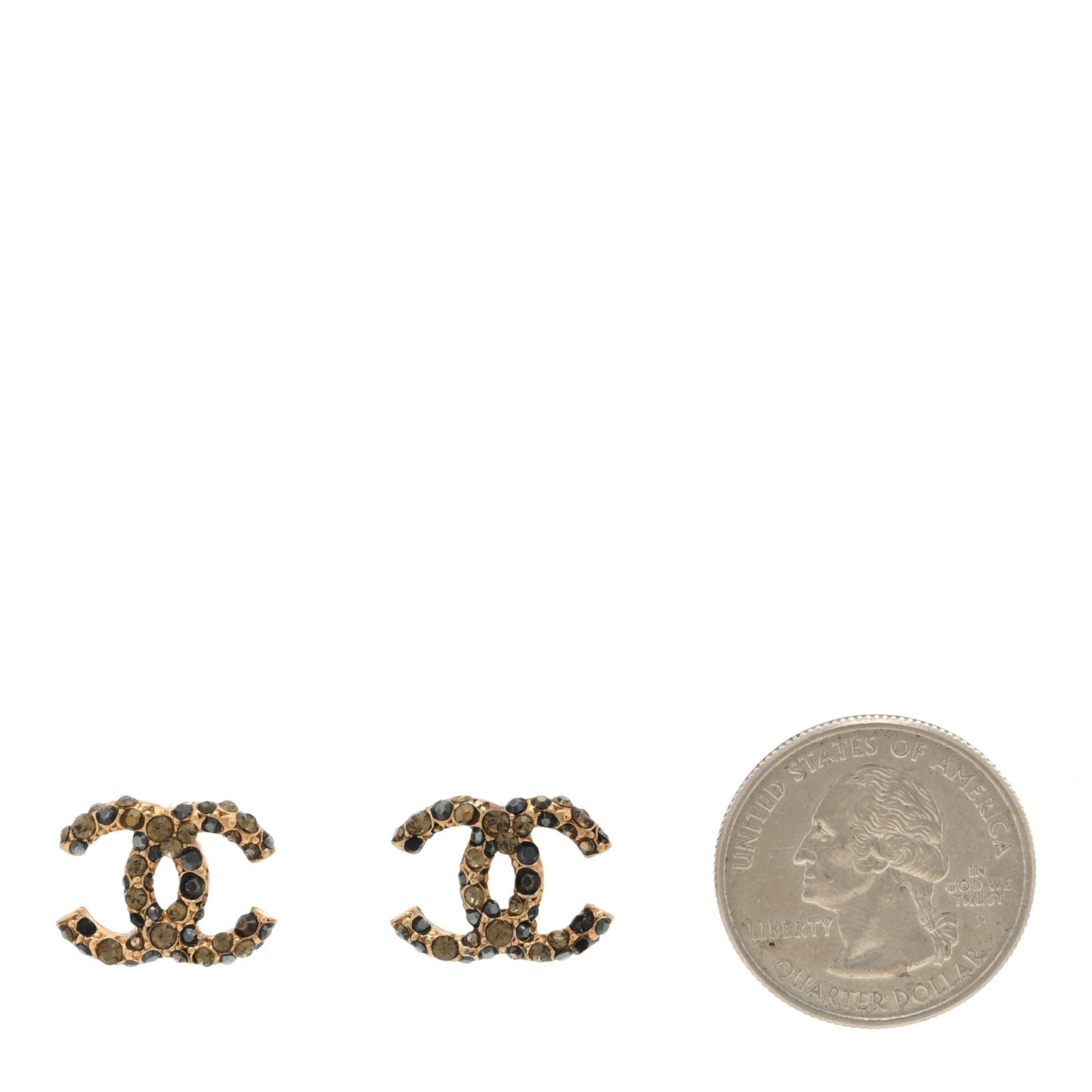 Crystal CC Earrings Black Gold