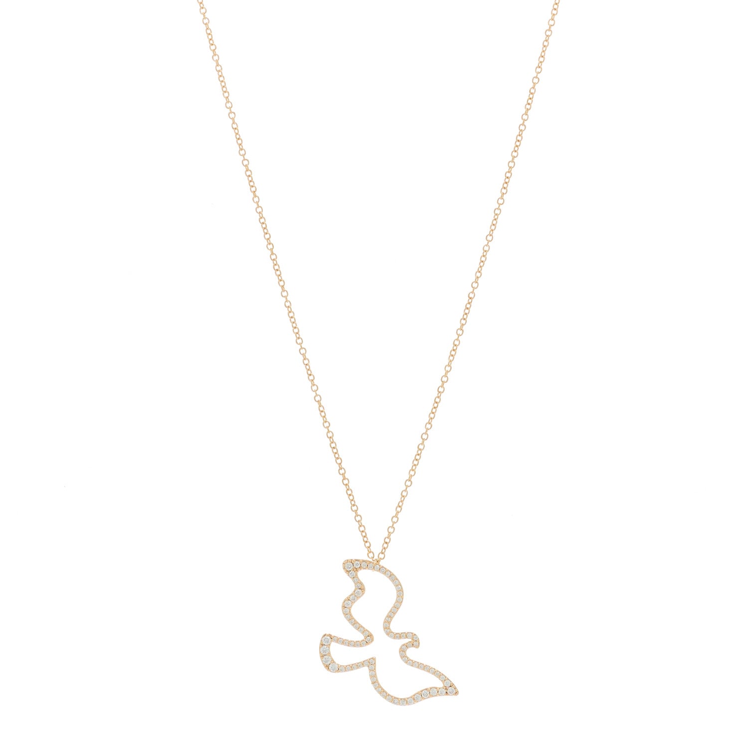 Tiffany 18K Rose Gold Diamond Paloma's Dove Pendant Necklace 1 of 5