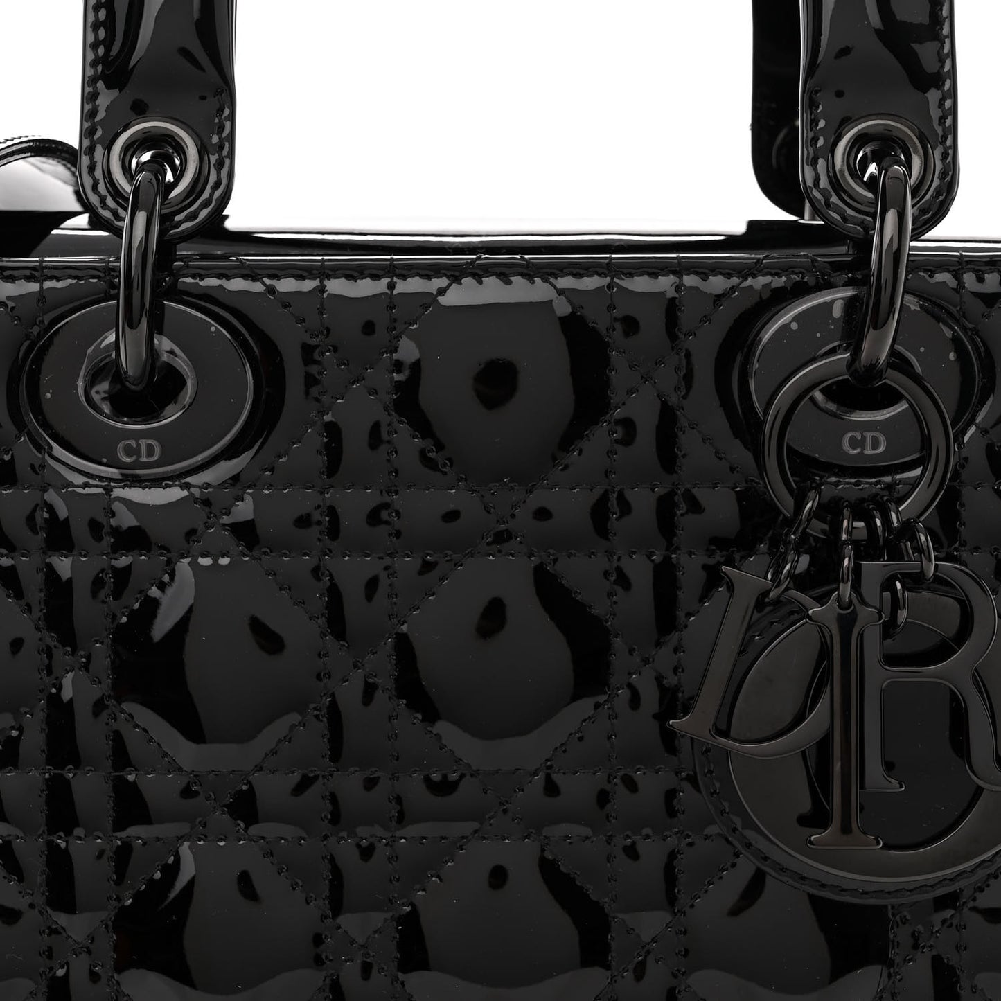 Ultraglossy Patent Cannage Small Lady Dior Black
