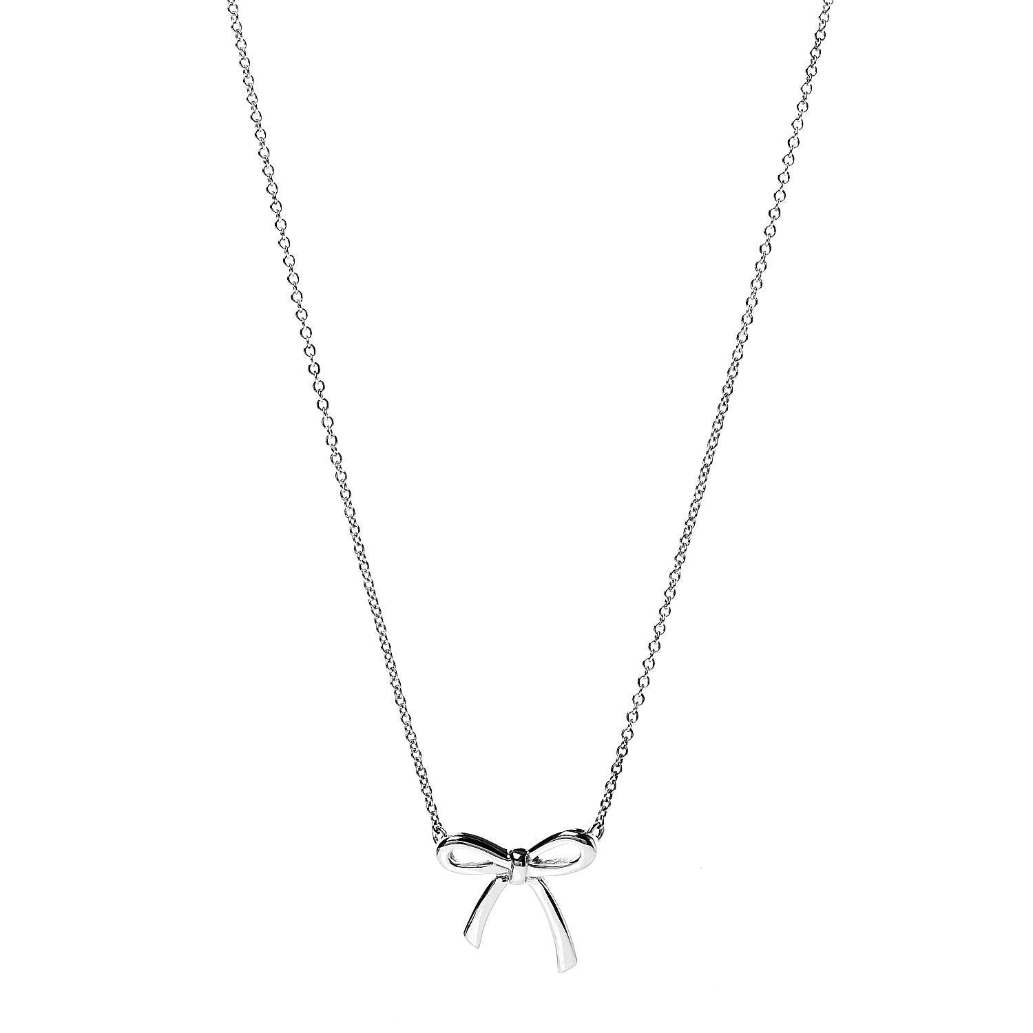Tiffany Sterling Silver Small Bow Pendant Necklace 1 of 6