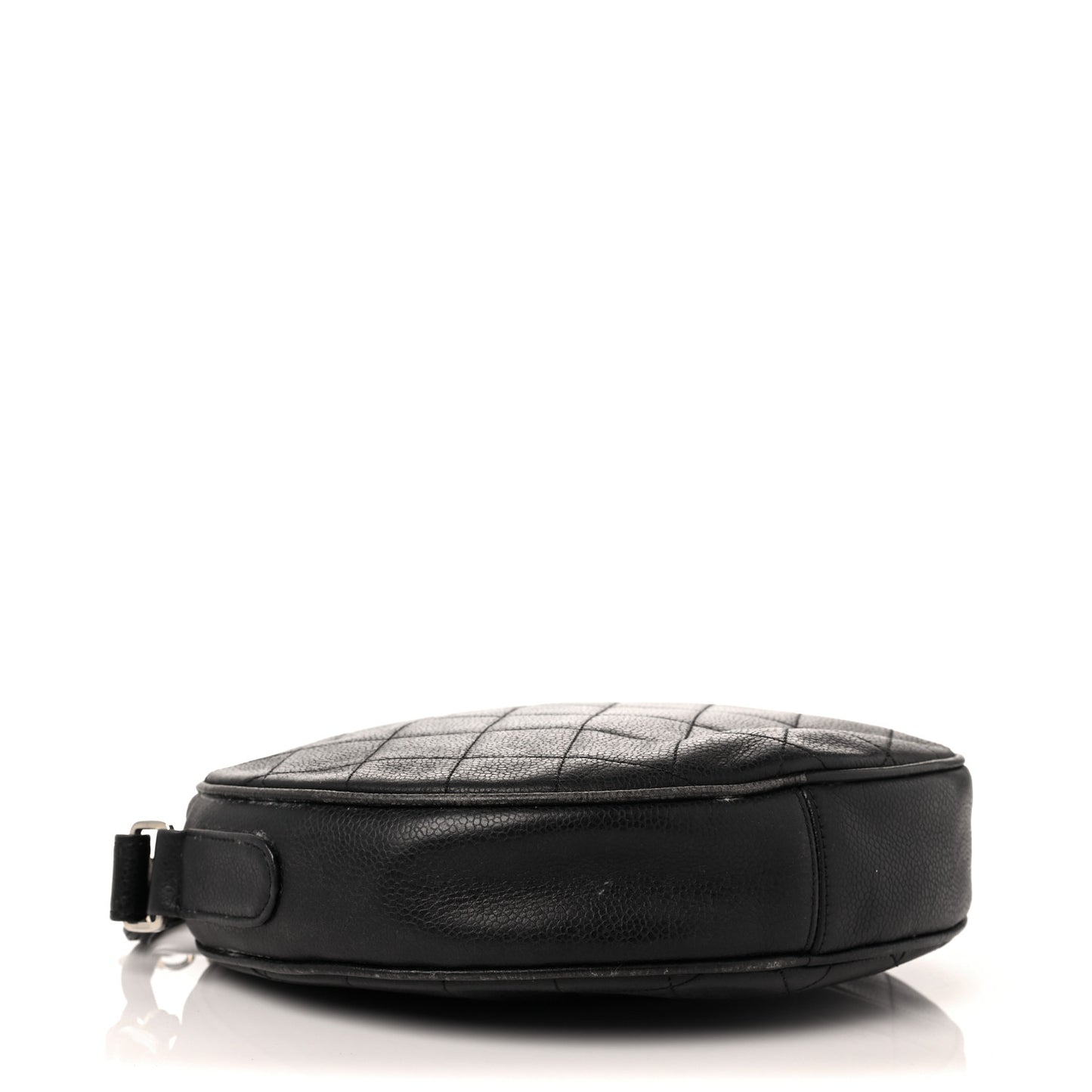 Caviar Quilted Round Shoulder Bag Black