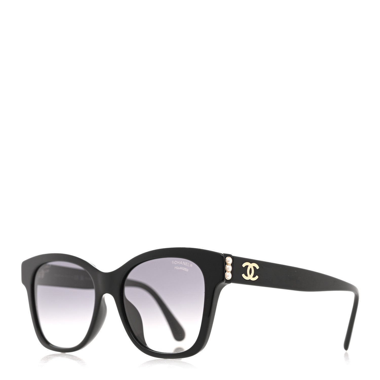 Chanel Acetate Polarized Pearl CC Square Sunglasses 5482-H-A Black