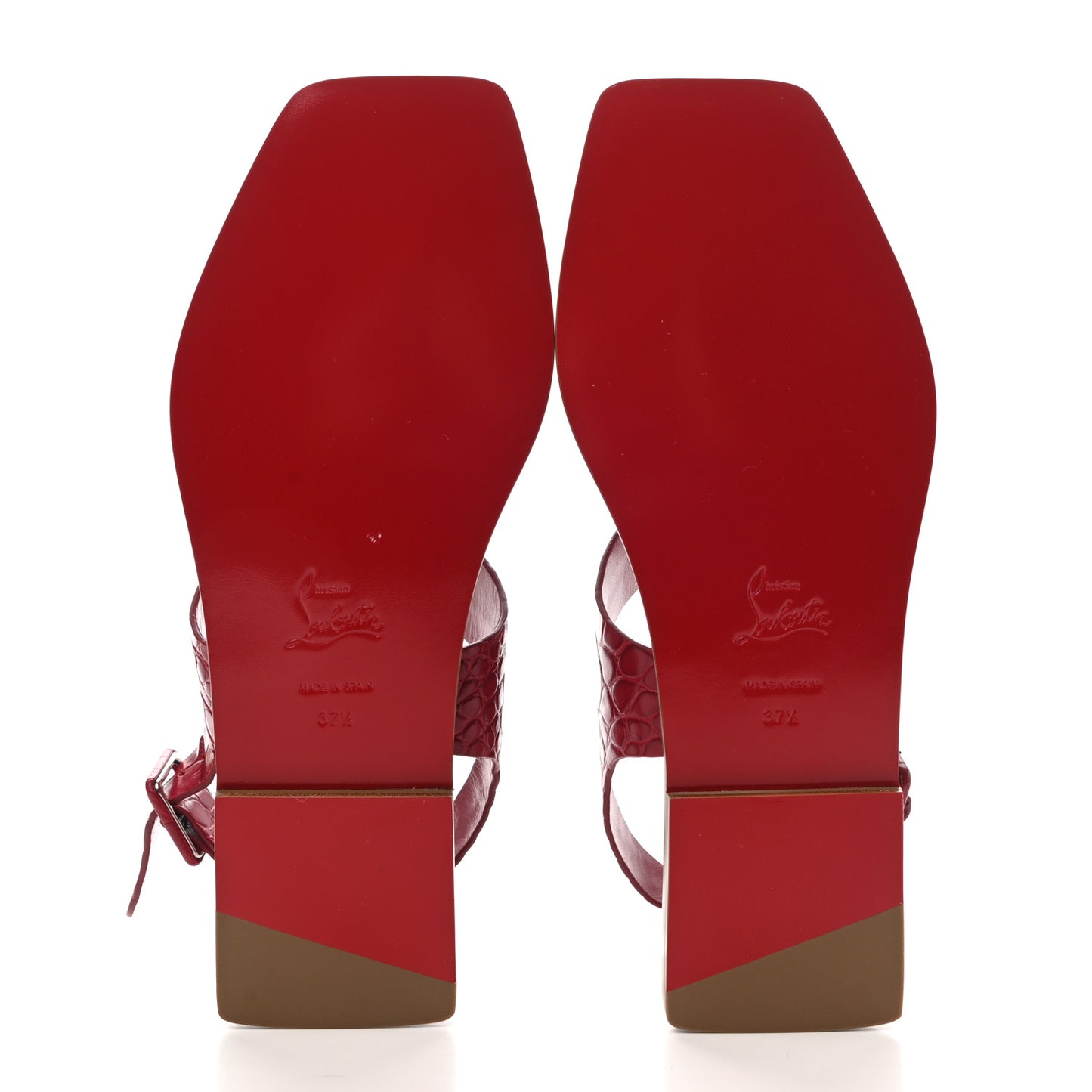 Calfskin Alligator Embossed Cubongo Flat Sandals 37.5 Persan