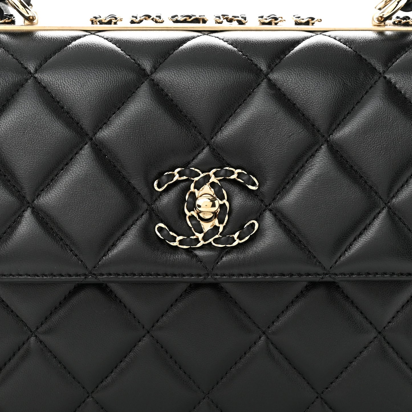 Lambskin Quilted Small Trendy CC Chain Dual Handle Flap Bag Black