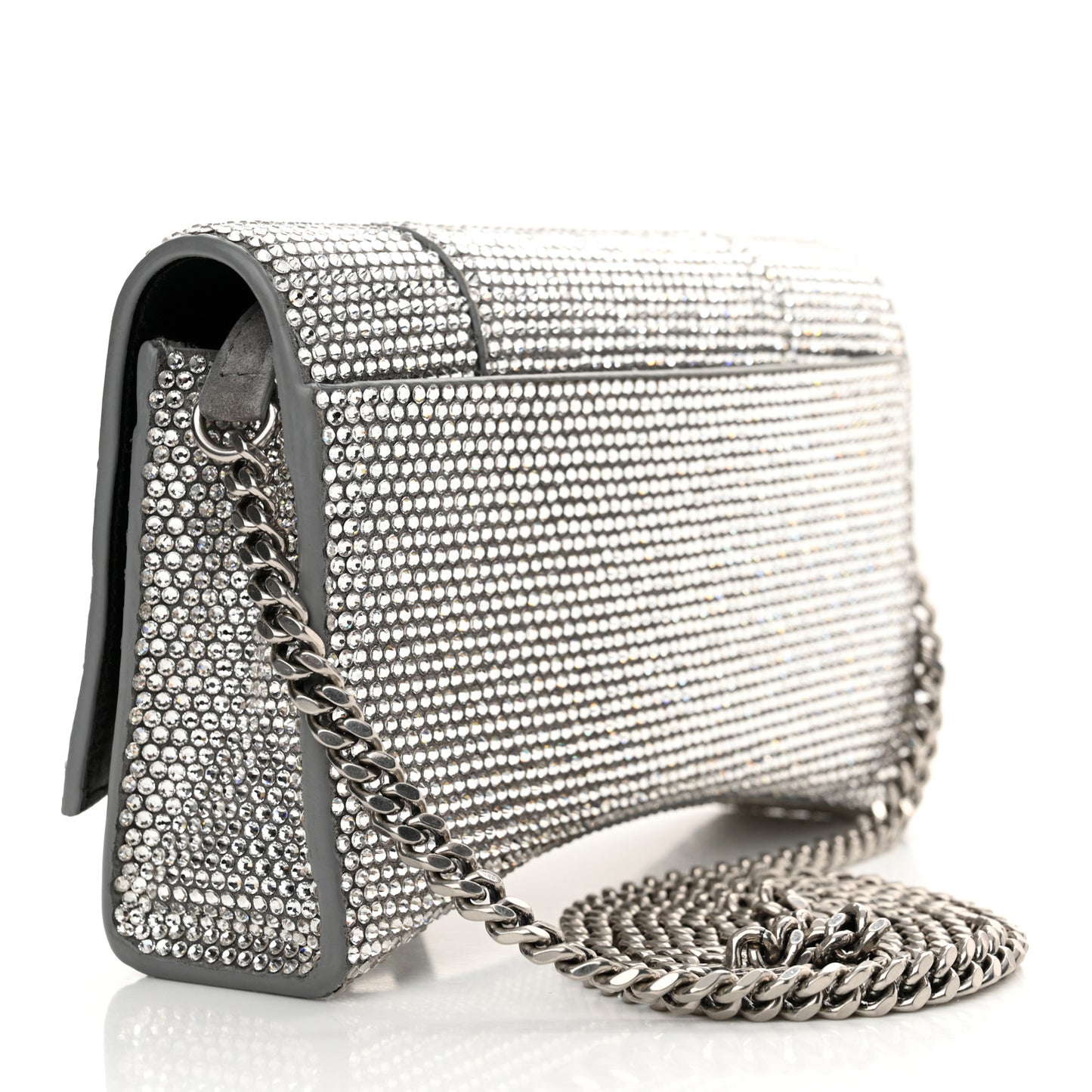 Strass Suede Hourglass Chain Bag Smoke Grey Crystal