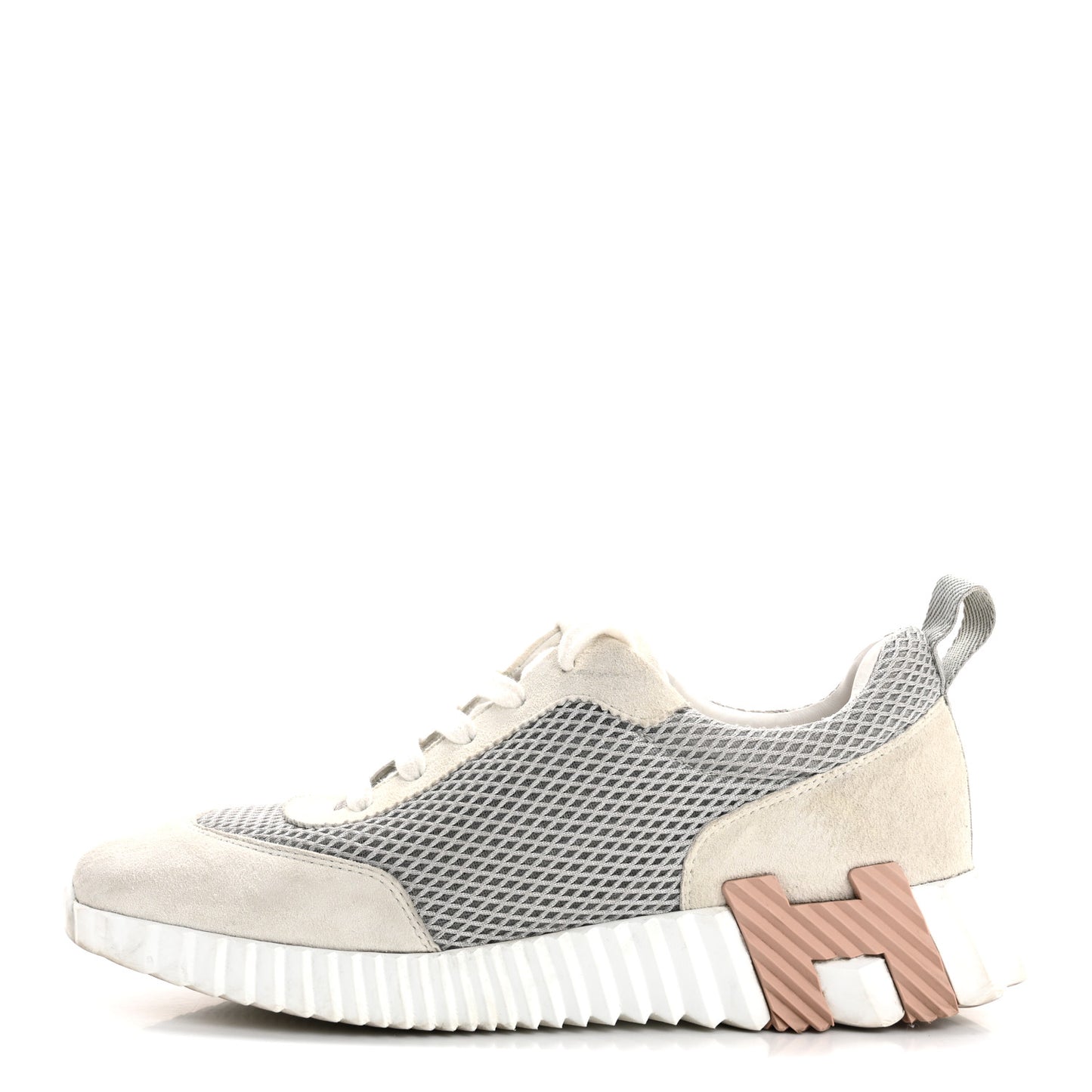 Air Mesh Suede Goatskin Bouncing Sneakers 38 Gris Lulea White