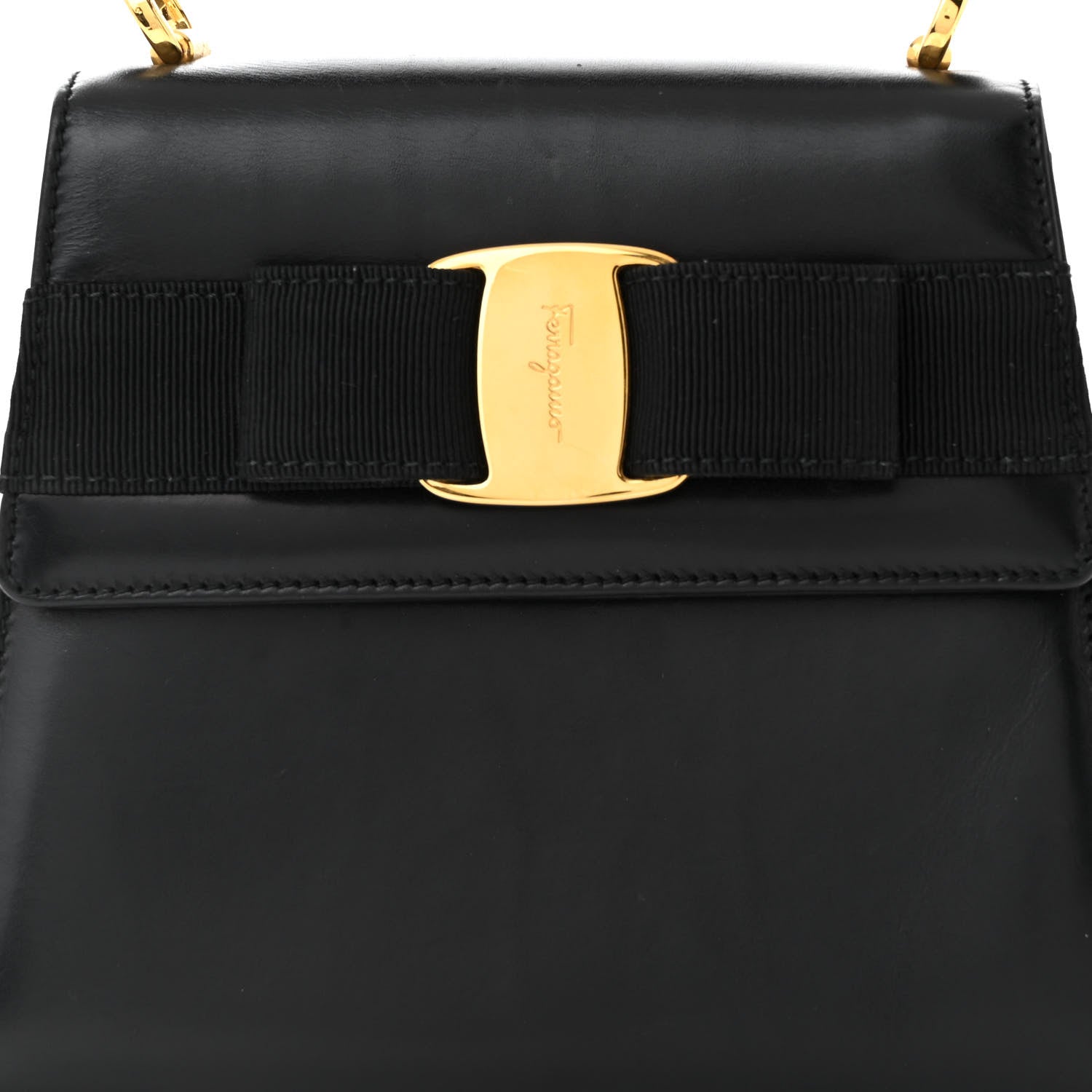 Salvatore Ferragamo Calfskin Vera Bow Mini Top Handle Crossbody Bag Black 7 of 11