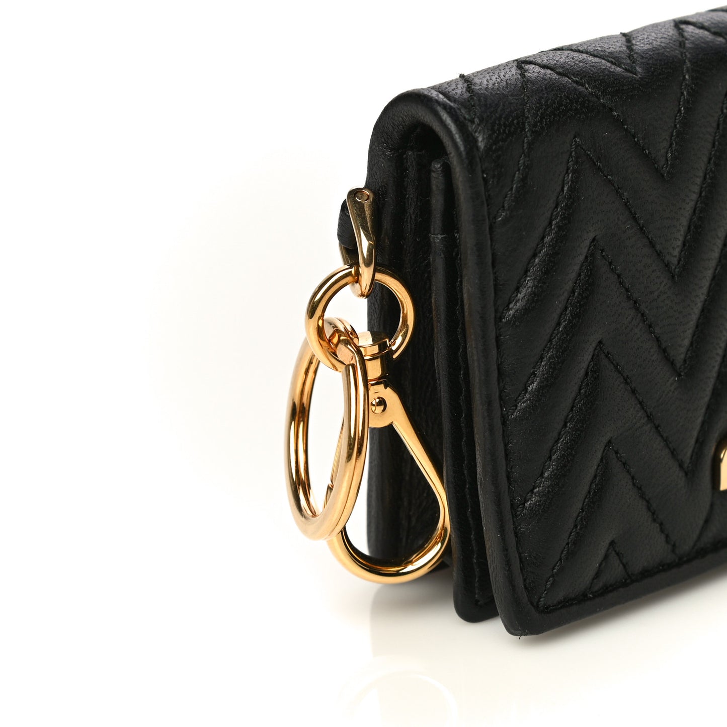 Nappa Impunture Flap Card Holder Key Ring Black