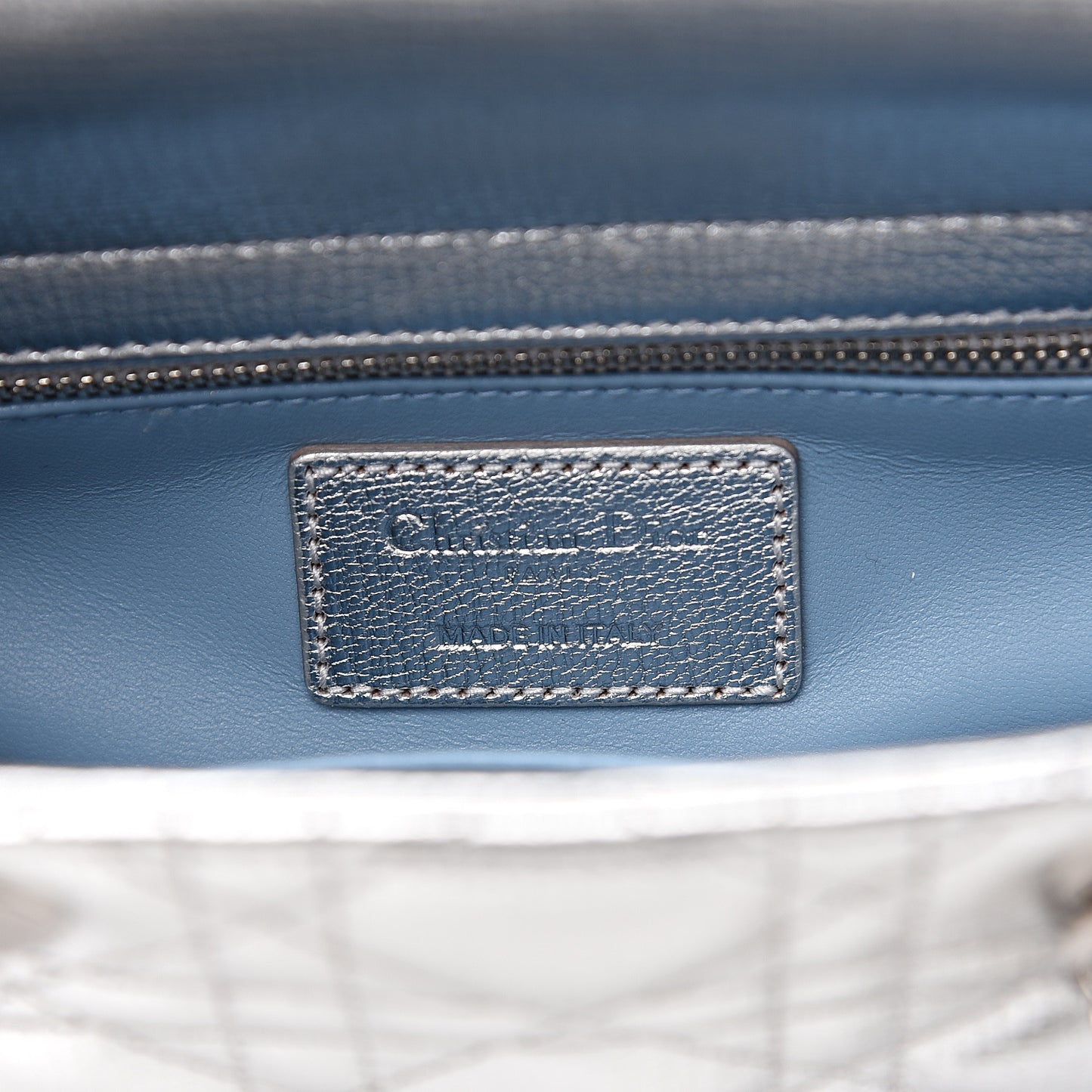 Metallic Grained Calfskin Cannage My ABCDior Lady Dior Silver