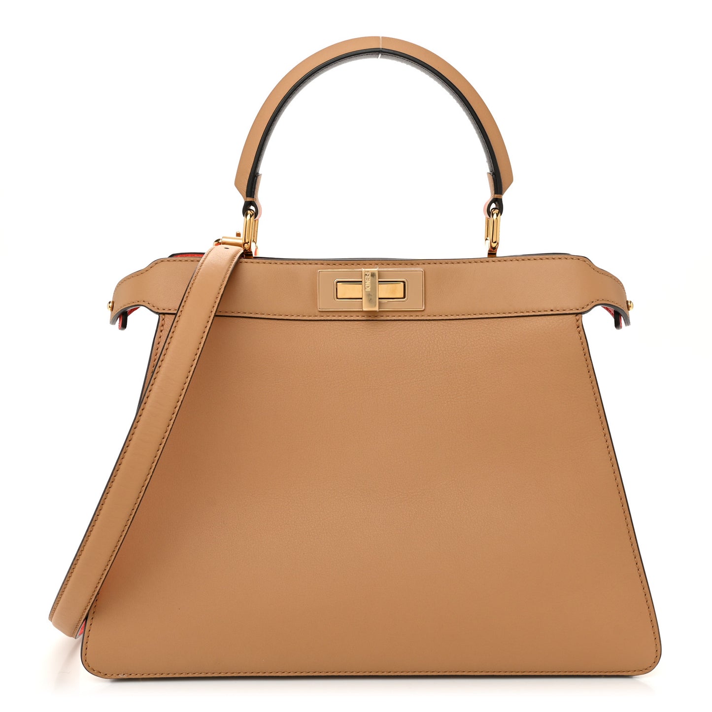 Vitello Seta Nappa Plexiglass Bi-Color Medium Peekaboo I SEE U Satchel Miele Scuro Tulipano