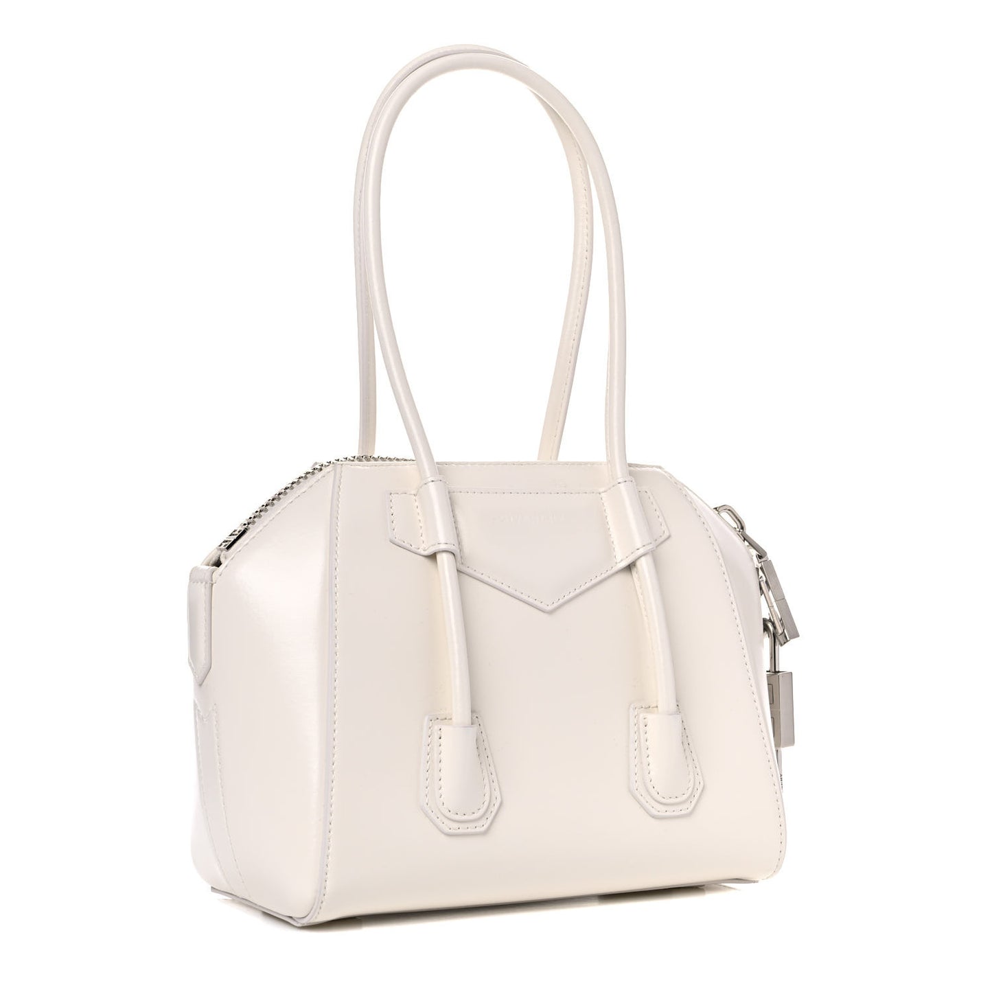 Box Calfskin Mini Lock Antigona Shoulder Bag White
