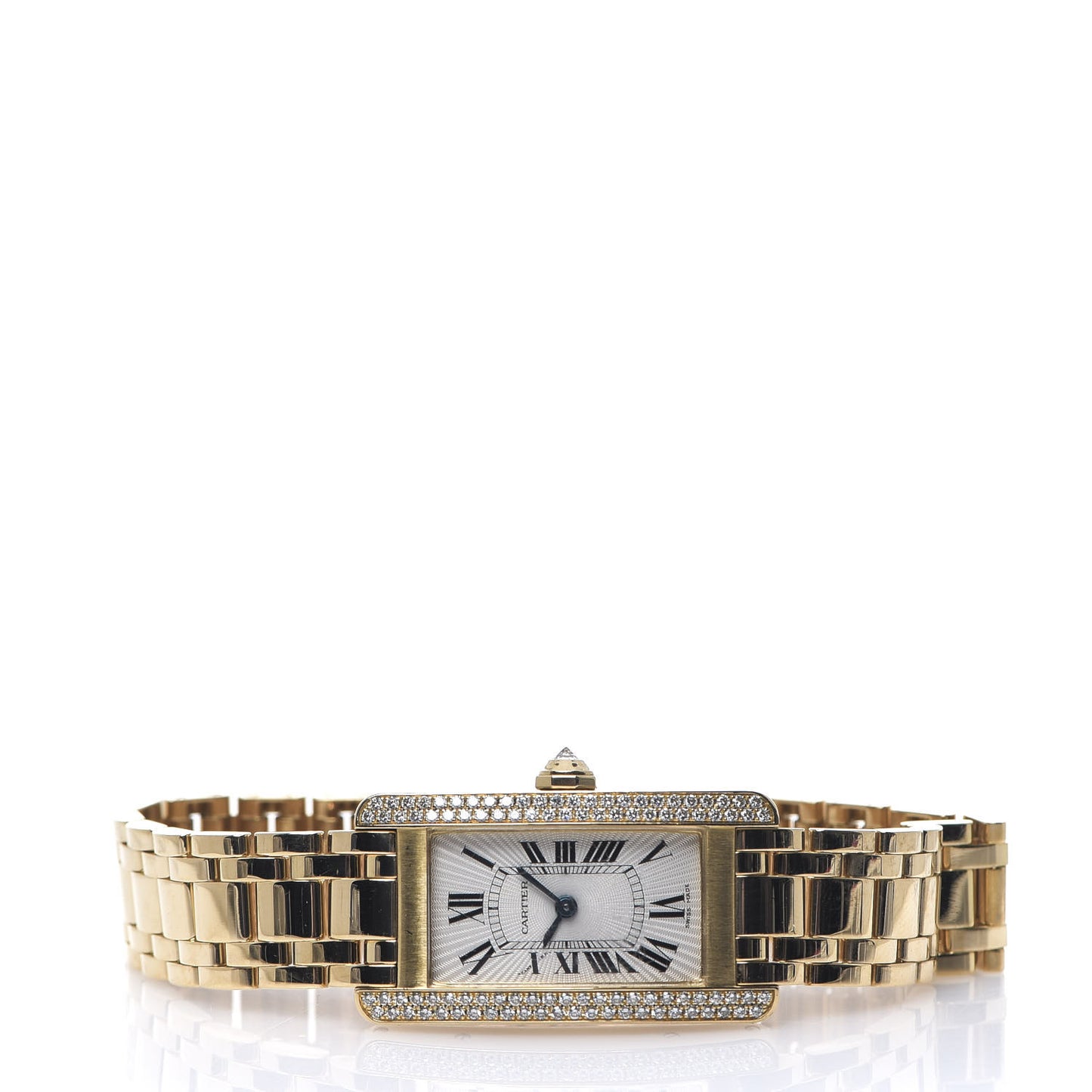 18K Yellow Gold Diamond 19mm Tank Americaine Quartz Watch
