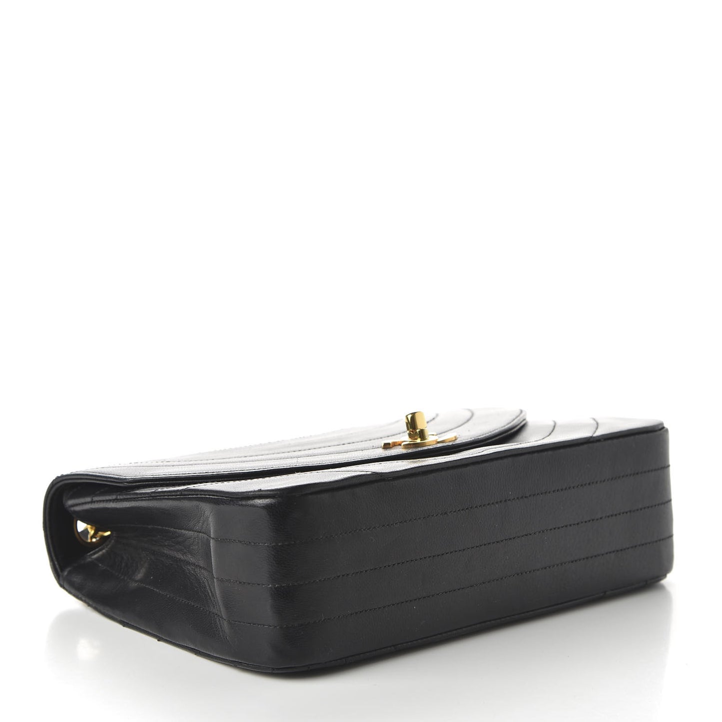 Lambskin Ribbon Quilted Small Single Flap Black