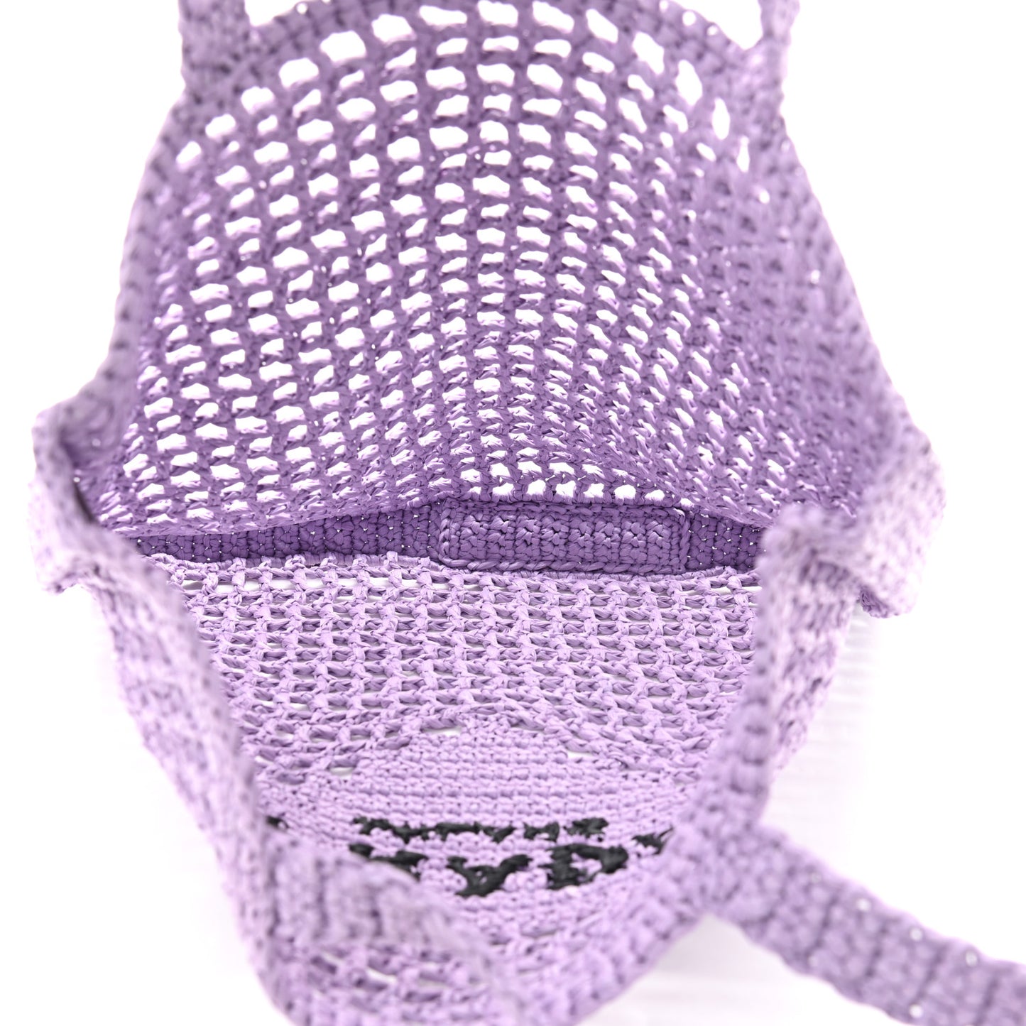Yarn Raffia Effect Crochet Logo Embroidered Tote Bag Lilium