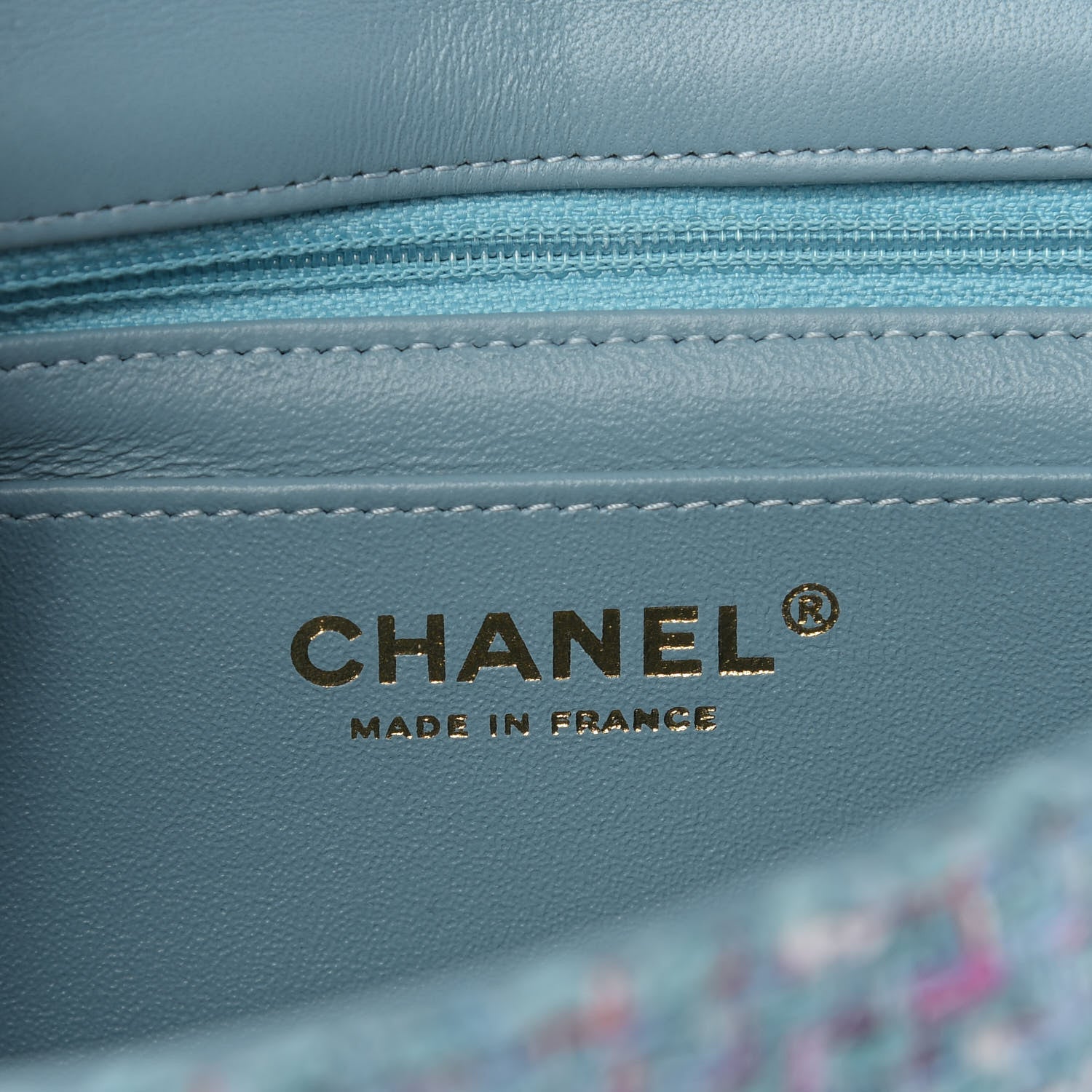 Chanel Tweed Quilted Mini Rectangular Flap Turquoise Purple White Red 8 of 9
