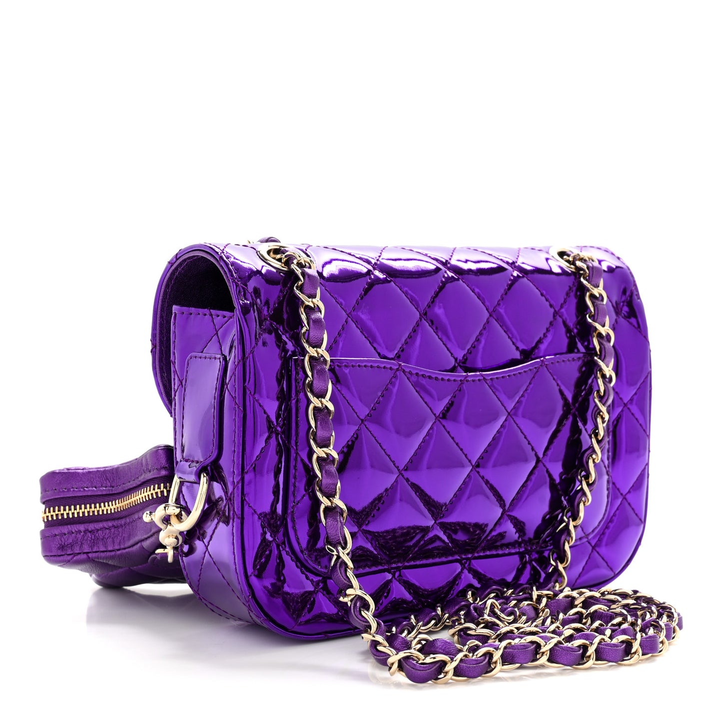 Mirror Calfskin Metallic Calfskin Quilted Hollywood Boulevard Mini Flap With Star Coin Purse Purple
