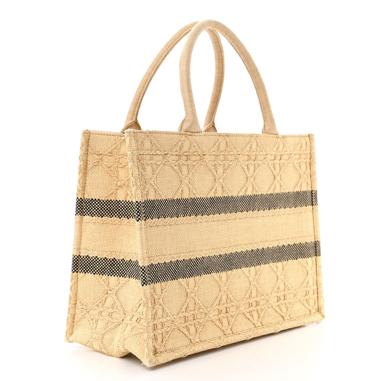 Raffia Cannage Medium Book Tote Natural