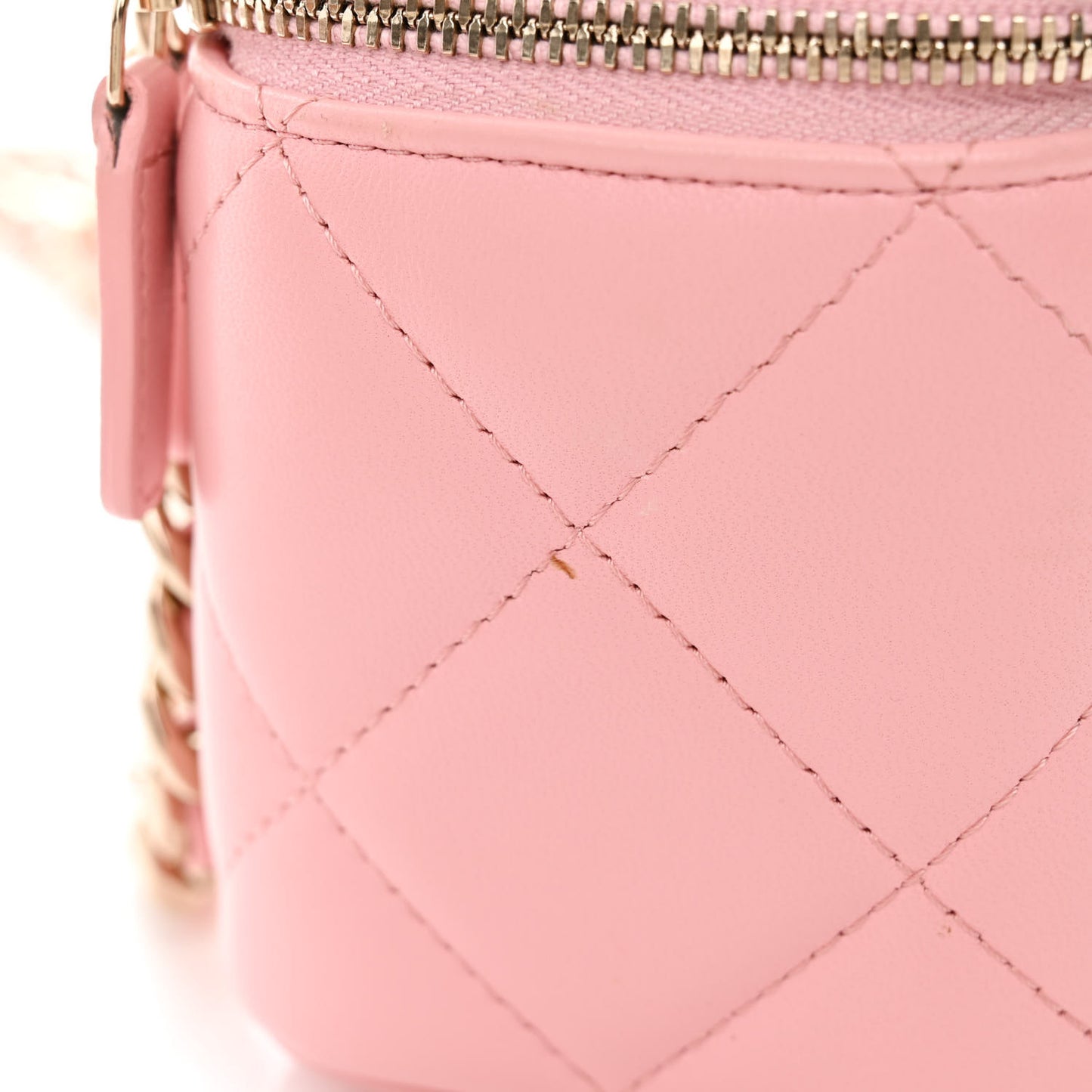 Lambskin Resin Elegant Chain Vanity Case Pink