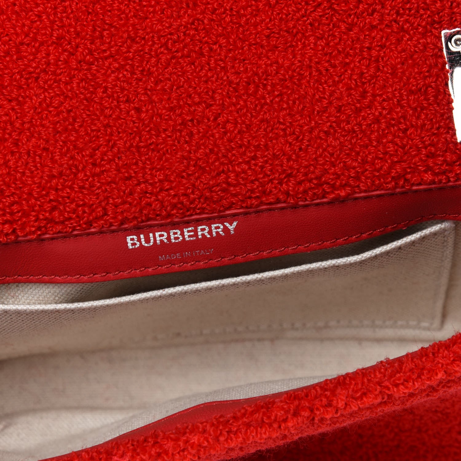 Burberry Cotton Terry Cloth Small Love Lola Bag Red White 4 of 5