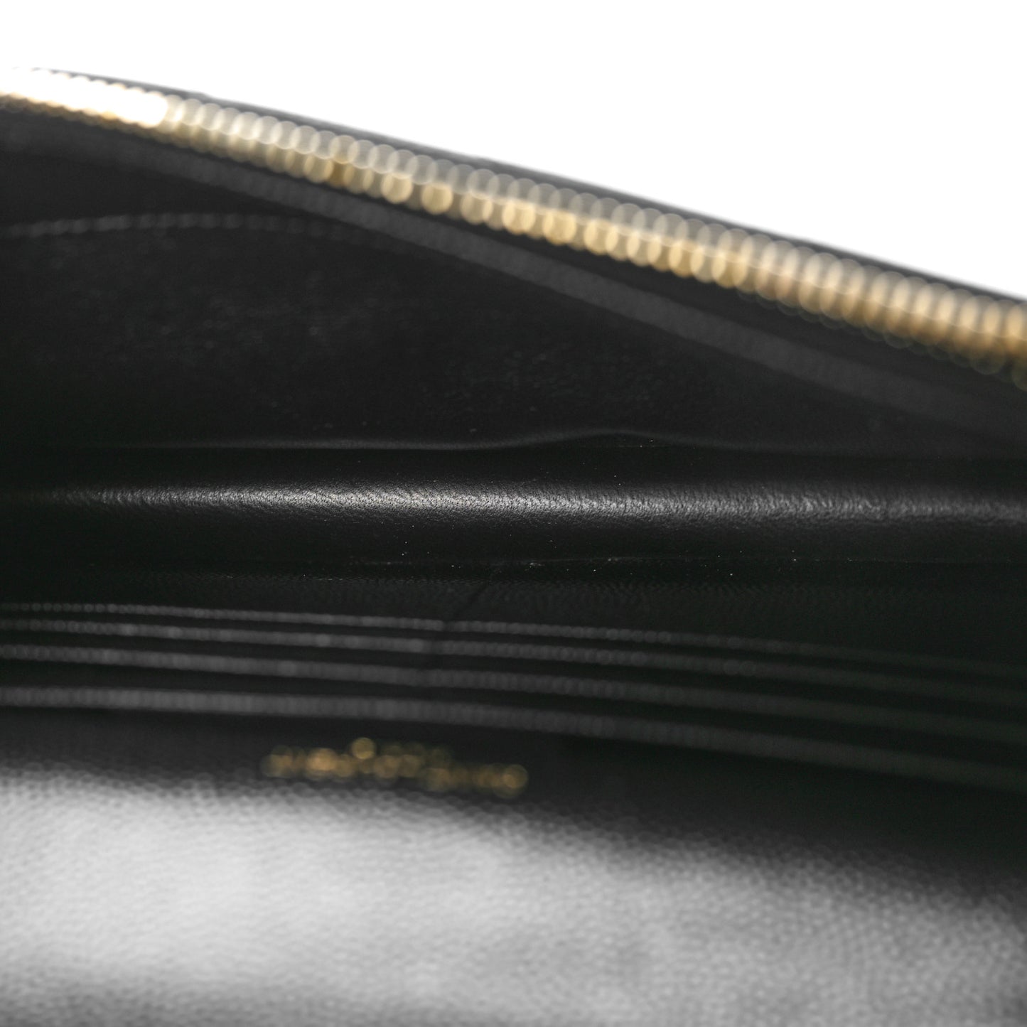 Grain De Poudre Matelasse Chevron Monogram Envelope Chain Wallet Black