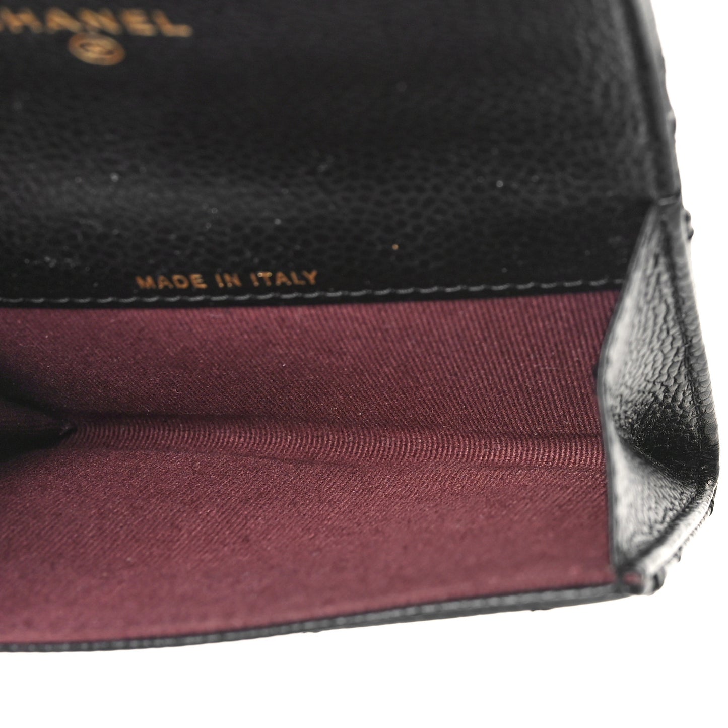 Caviar Quilted Flap Card Holder Wallet Black
