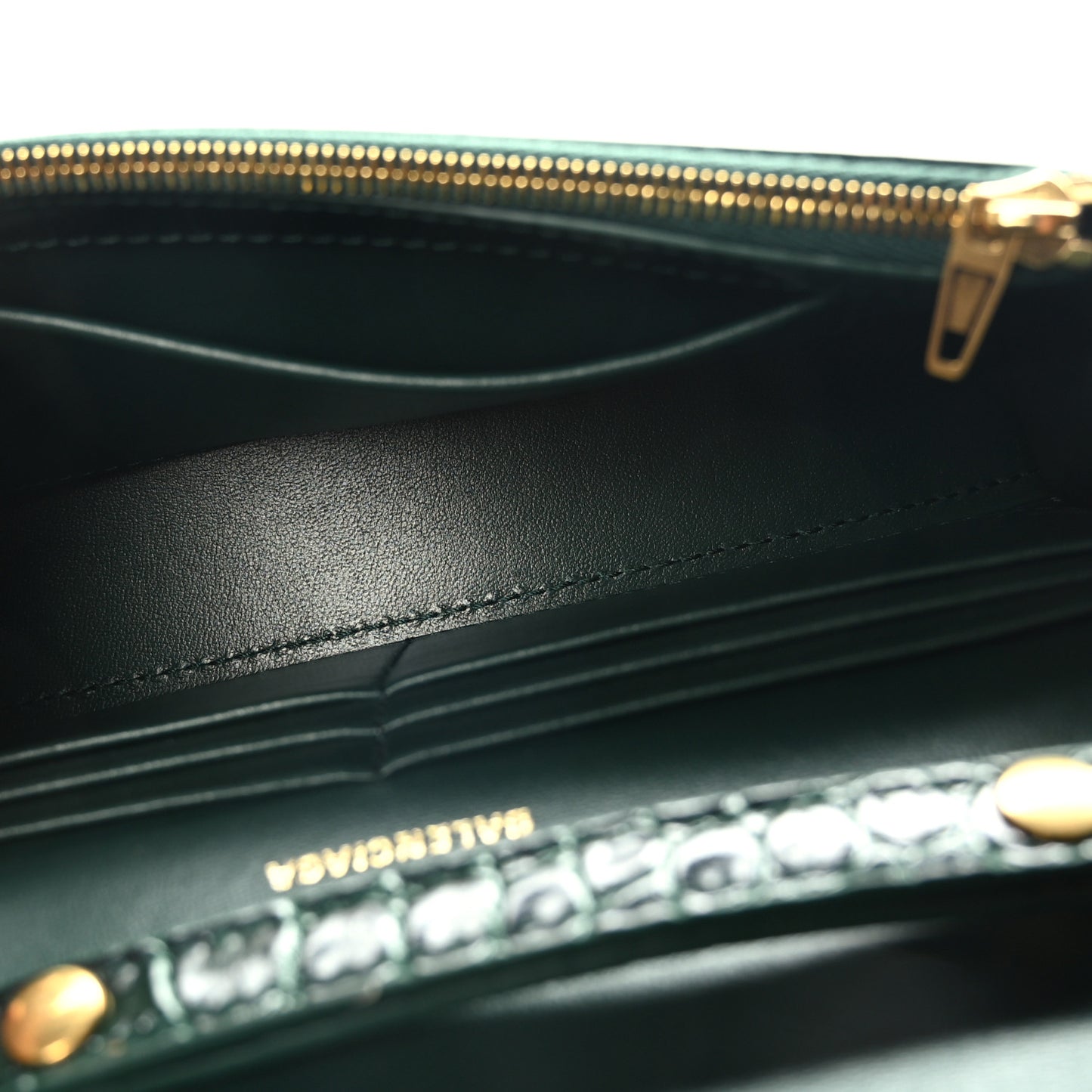 Shiny Calfskin Crocodile Embossed Hourglass Chain Bag Forest Green