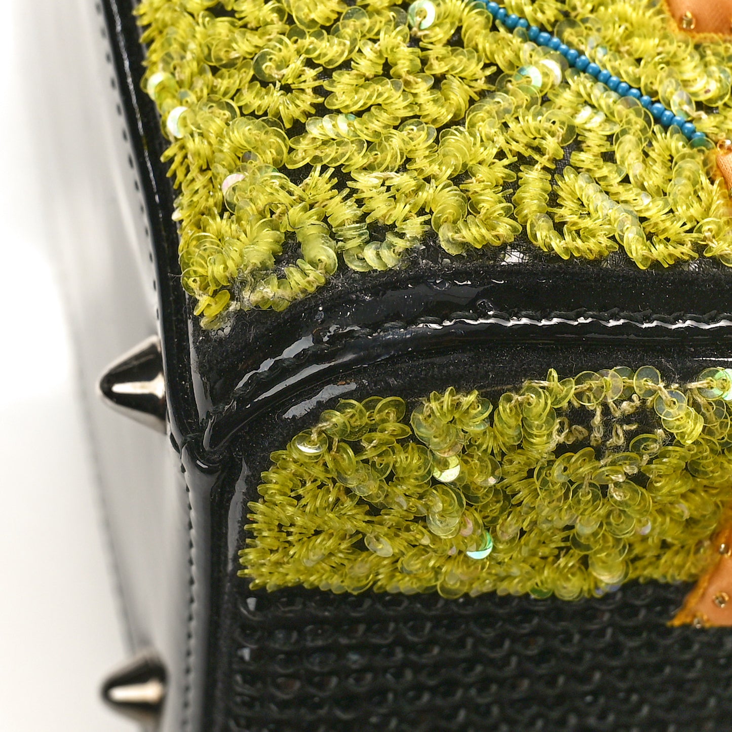 Patent Beaded Medium Lady Dior Black Multicolor