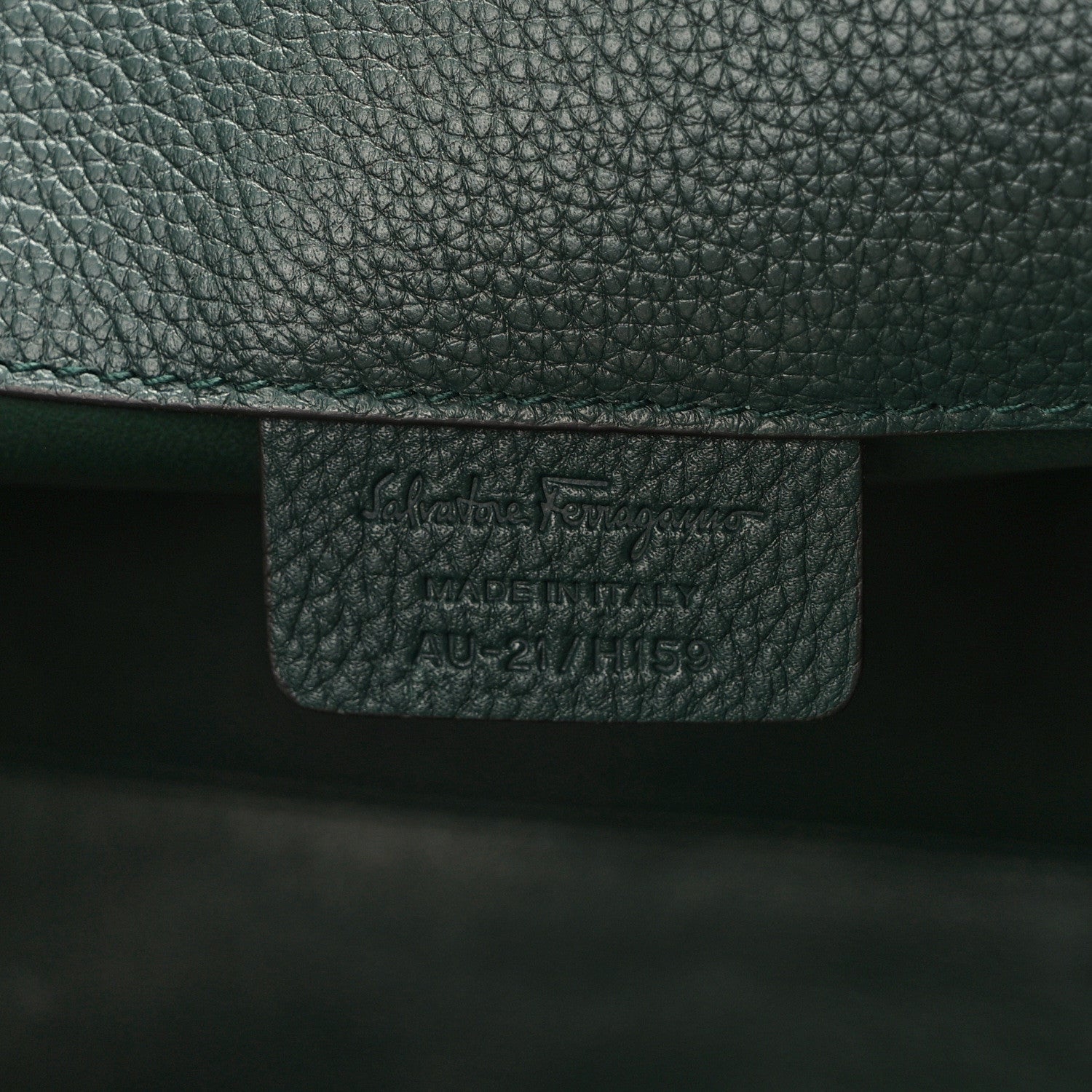 Salvatore Ferragamo Hammered Calfskin Medium Studio Top Handle Bag Dark Green 7 of 15