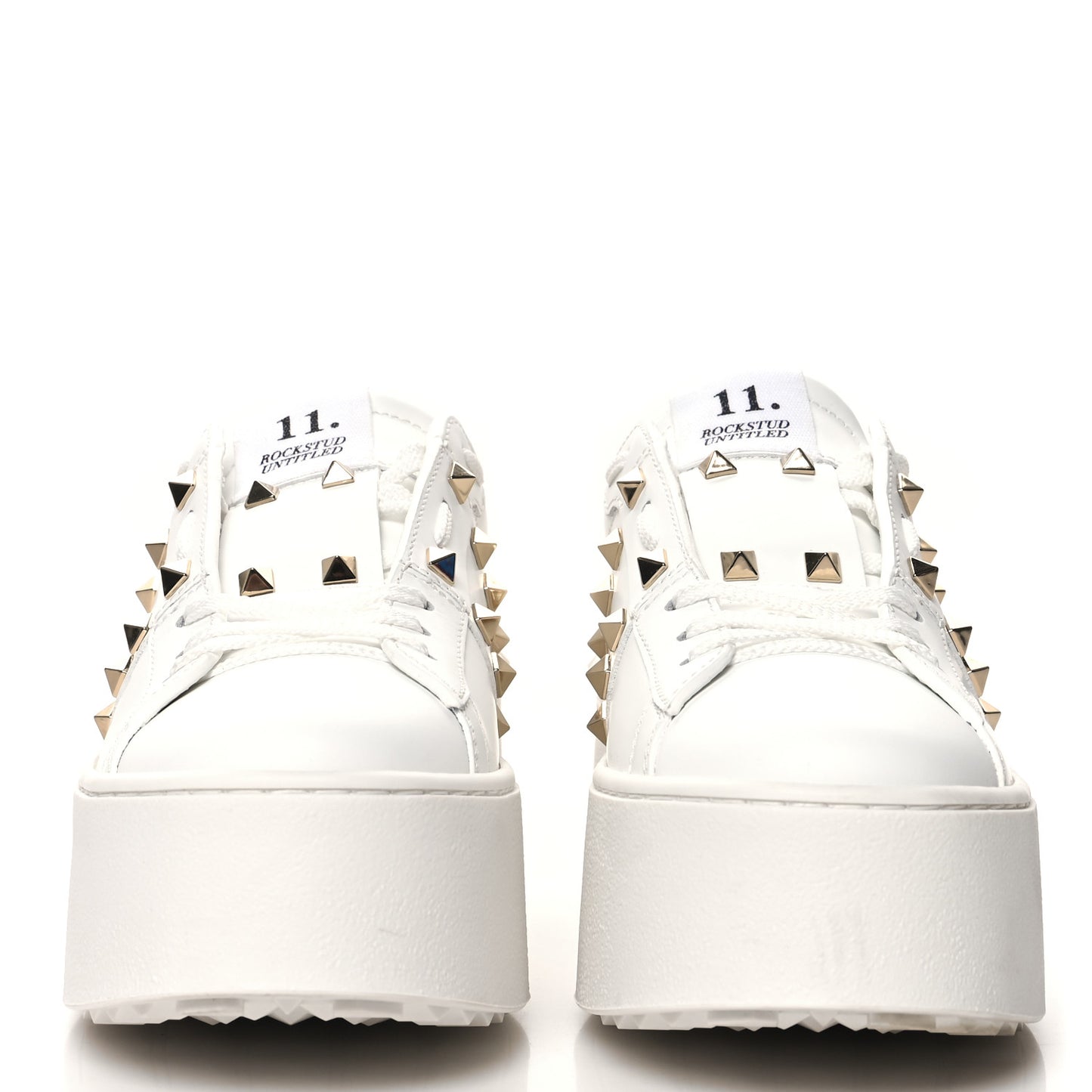 Calfskin Rockstud Untitled 57mm Platform Sneakers 39.5 White