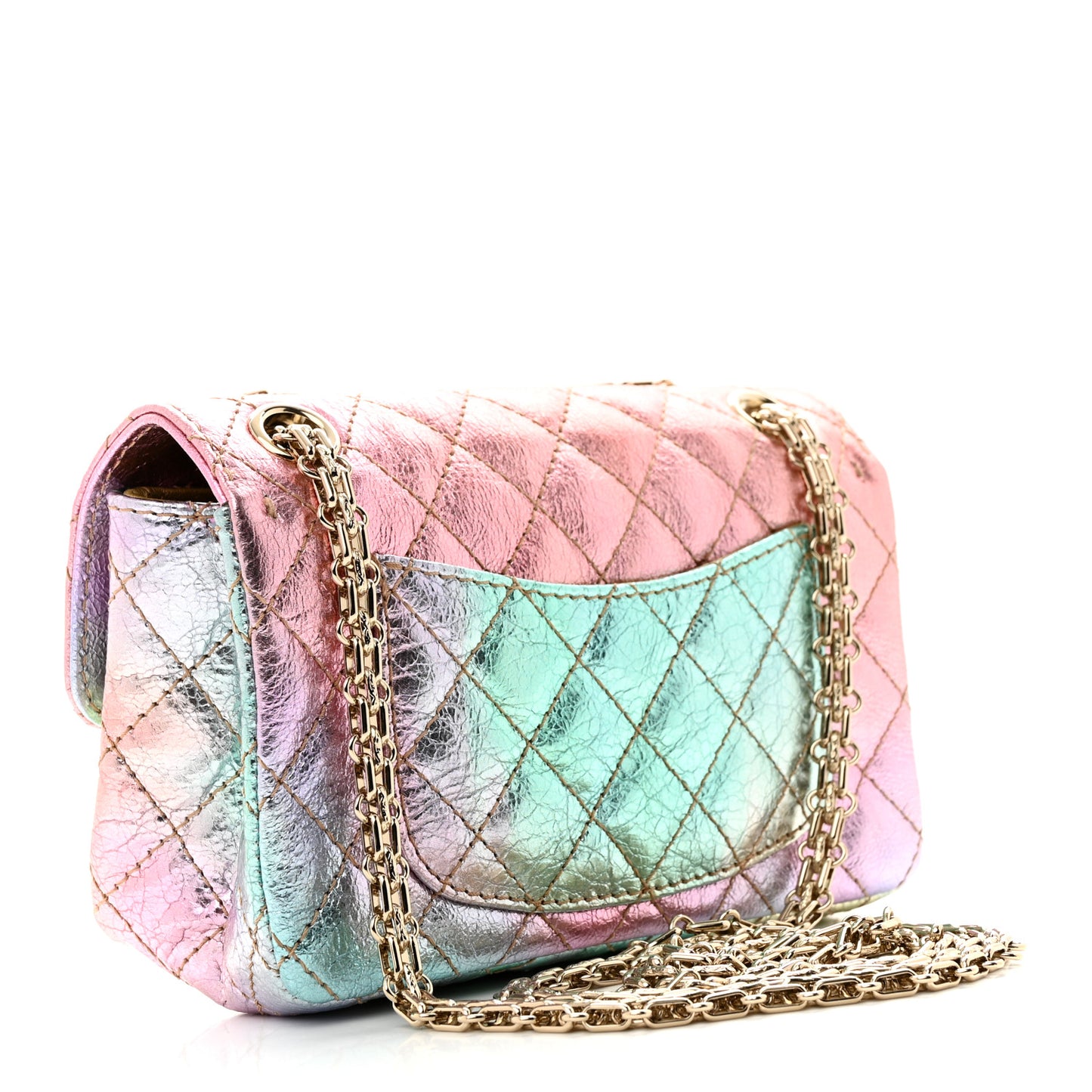 Metallic Goatskin Quilted Mini 2.55 Reissue Flap Multicolor
