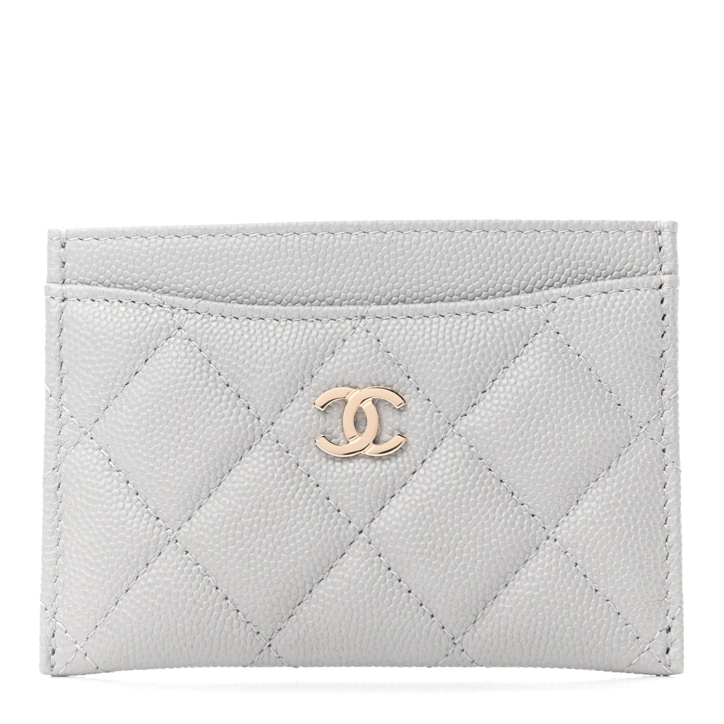 Caviar Quilted Card Holder Grey