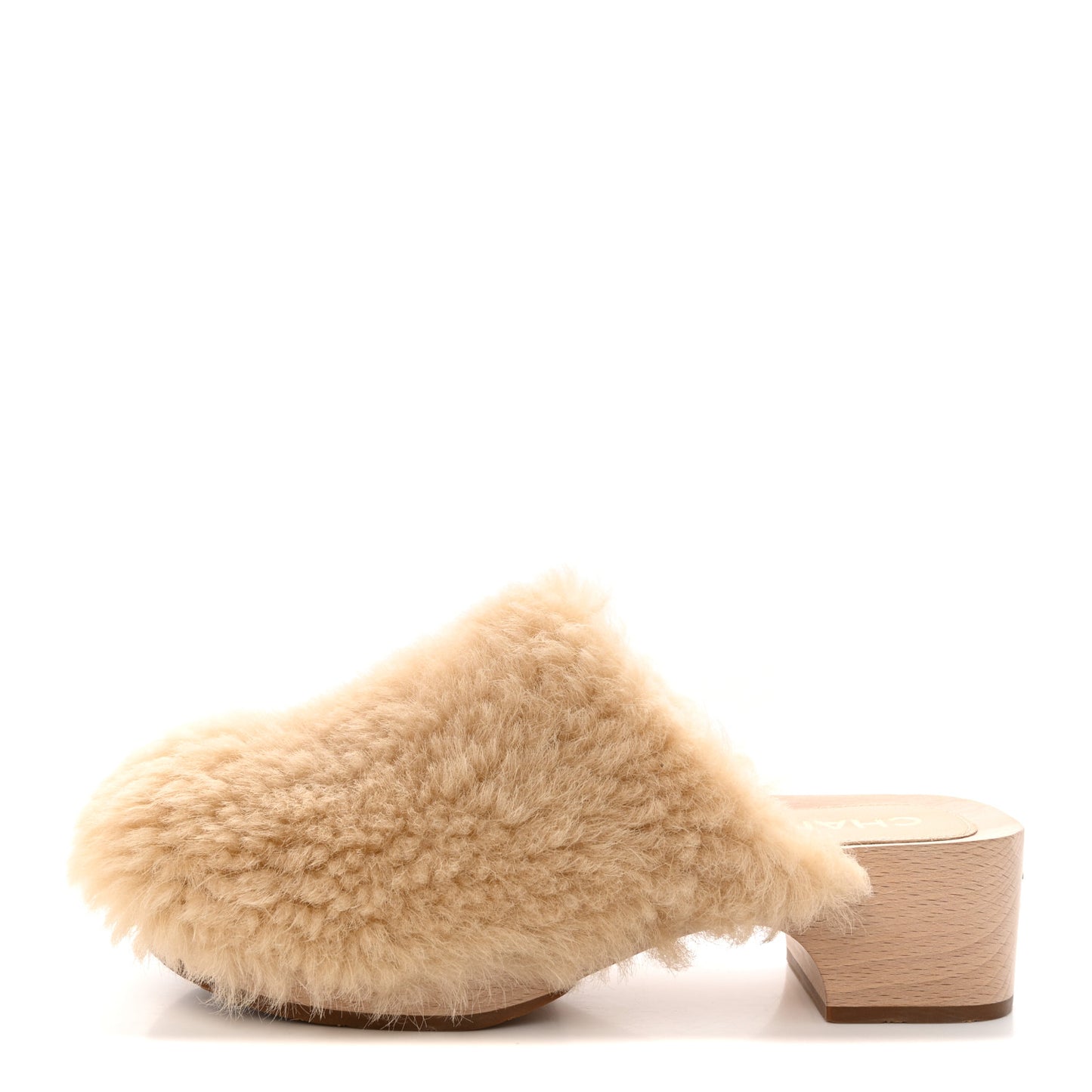 Shearling Lambskin Clogs 38 Beige