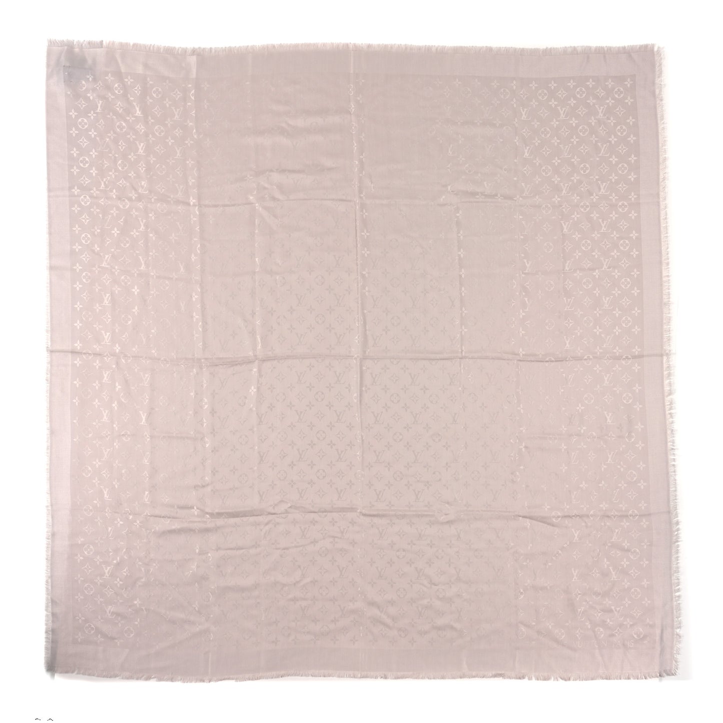 Silk Lurex Wool Monogram Shine Shawl Gris Perle