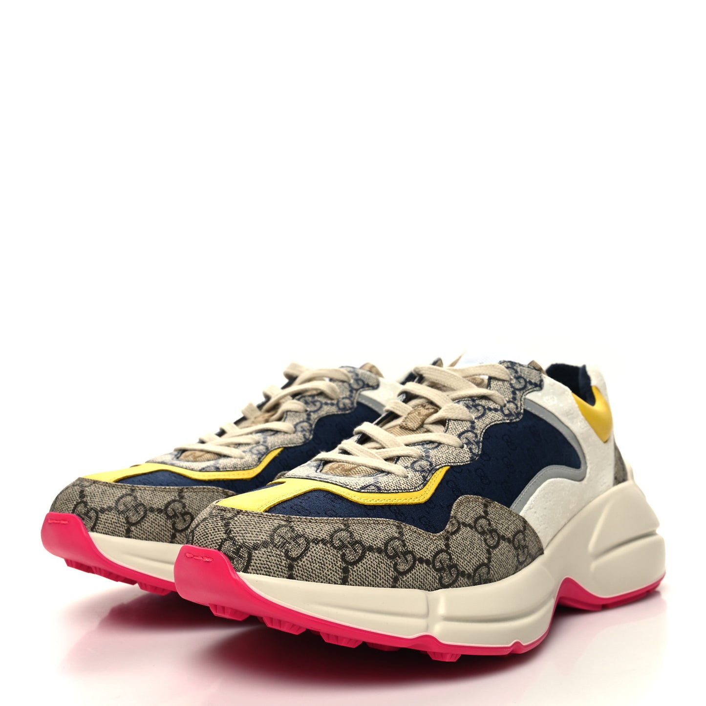 GG Supreme Monogram Mix Monogram Mens Rhyton Sneakers 9 London Blue Beige Sun Yellow