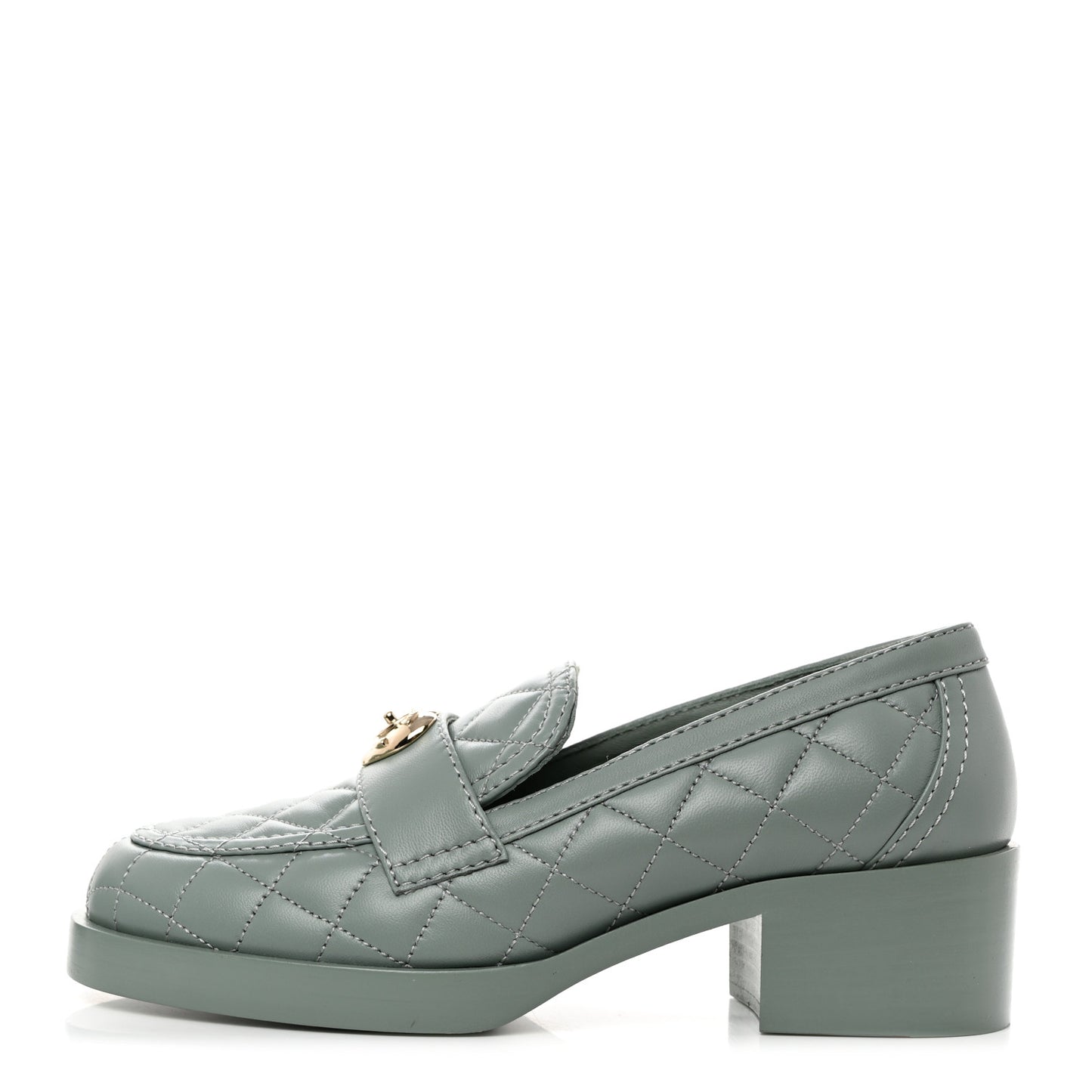 Lambskin Quilted CC Heart Loafers 37.5 Light Blue