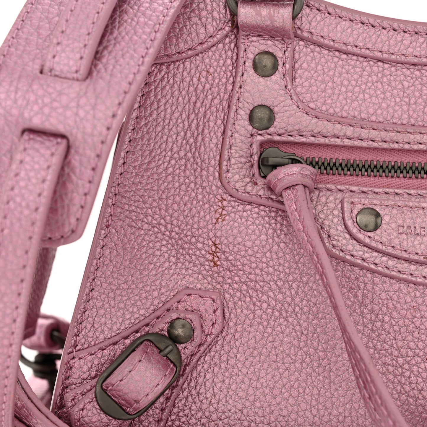 Metallic Grained Calfskin Neo Classic Silver Hardware Mini City Pink