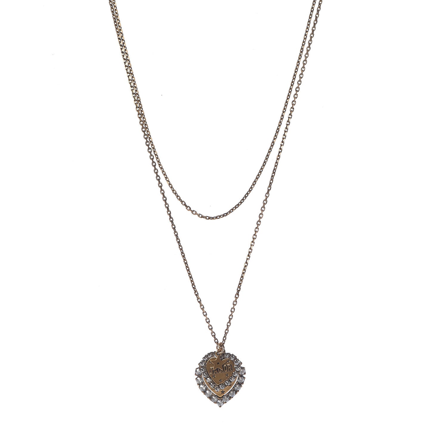 Metal Double Heart J'adior Necklace Aged Gold