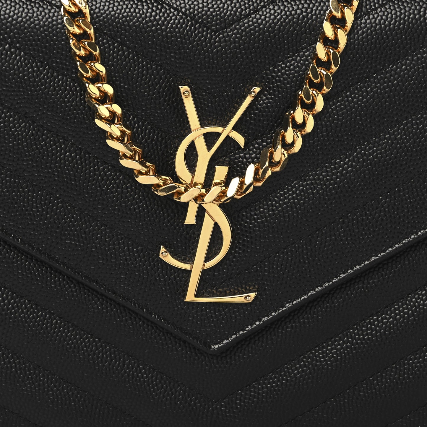 Grain De Poudre Matelasse Chevron Monogram Chain Wallet Black