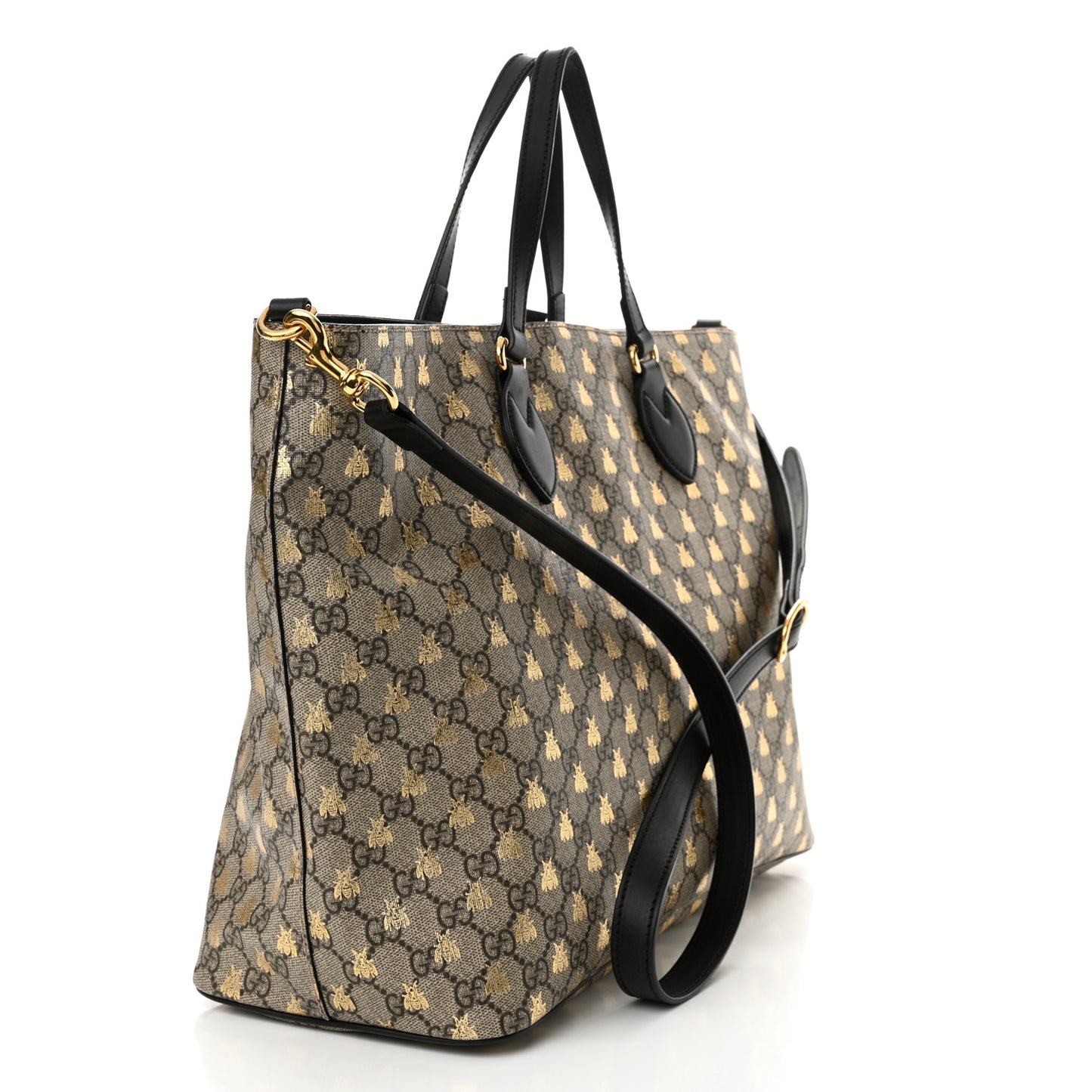 Soft GG Supreme Monogram Bees Medium Crossbody Tote Beige Oro Black