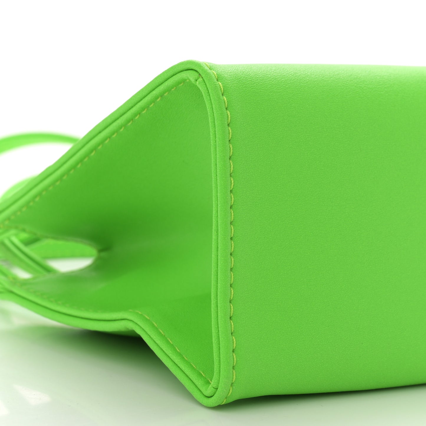 Vegan Leather Small Shopping Bag Highlighter Green
