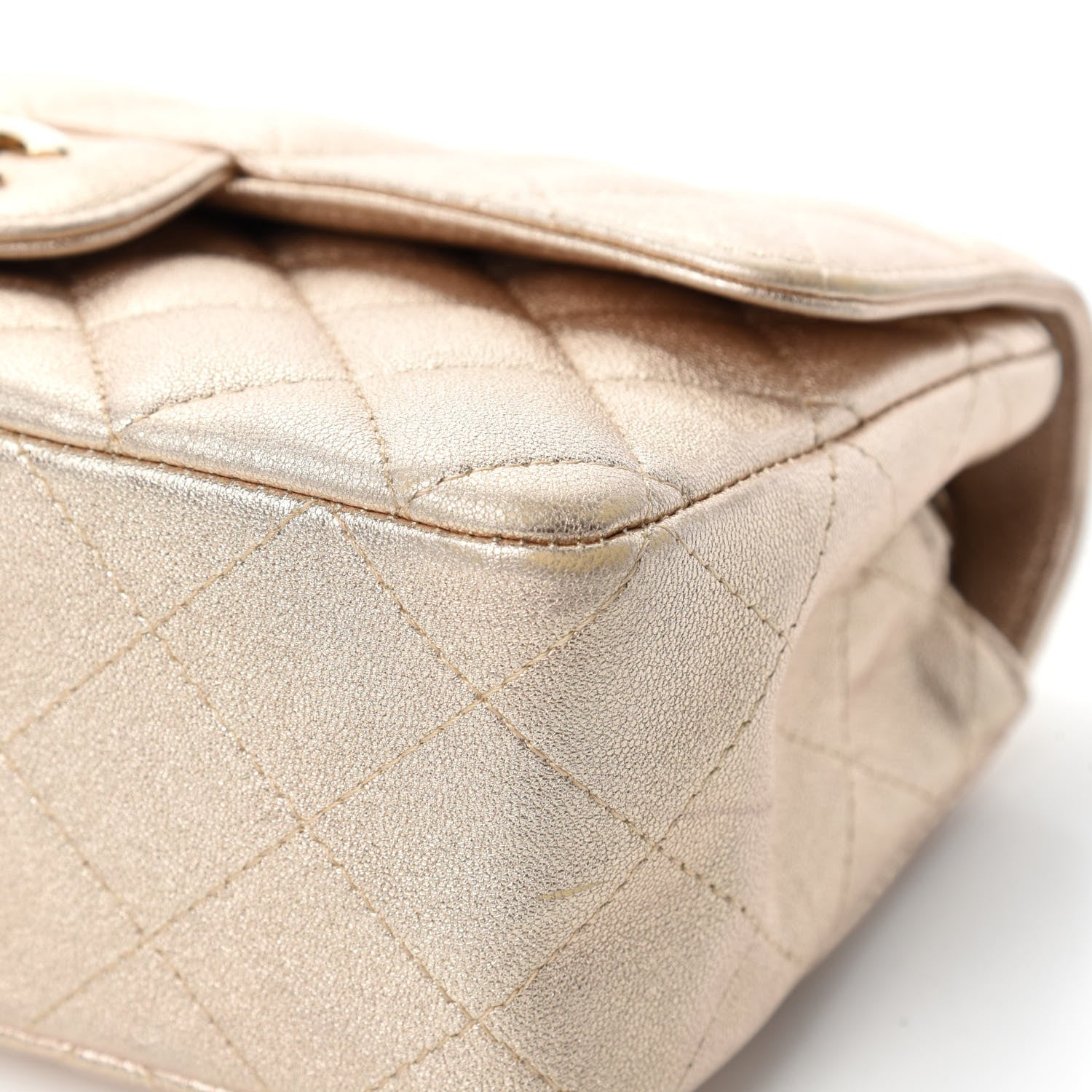 Chanel Metallic Lambskin Quilted Mini Rectangular Flap Gold 9 of 13