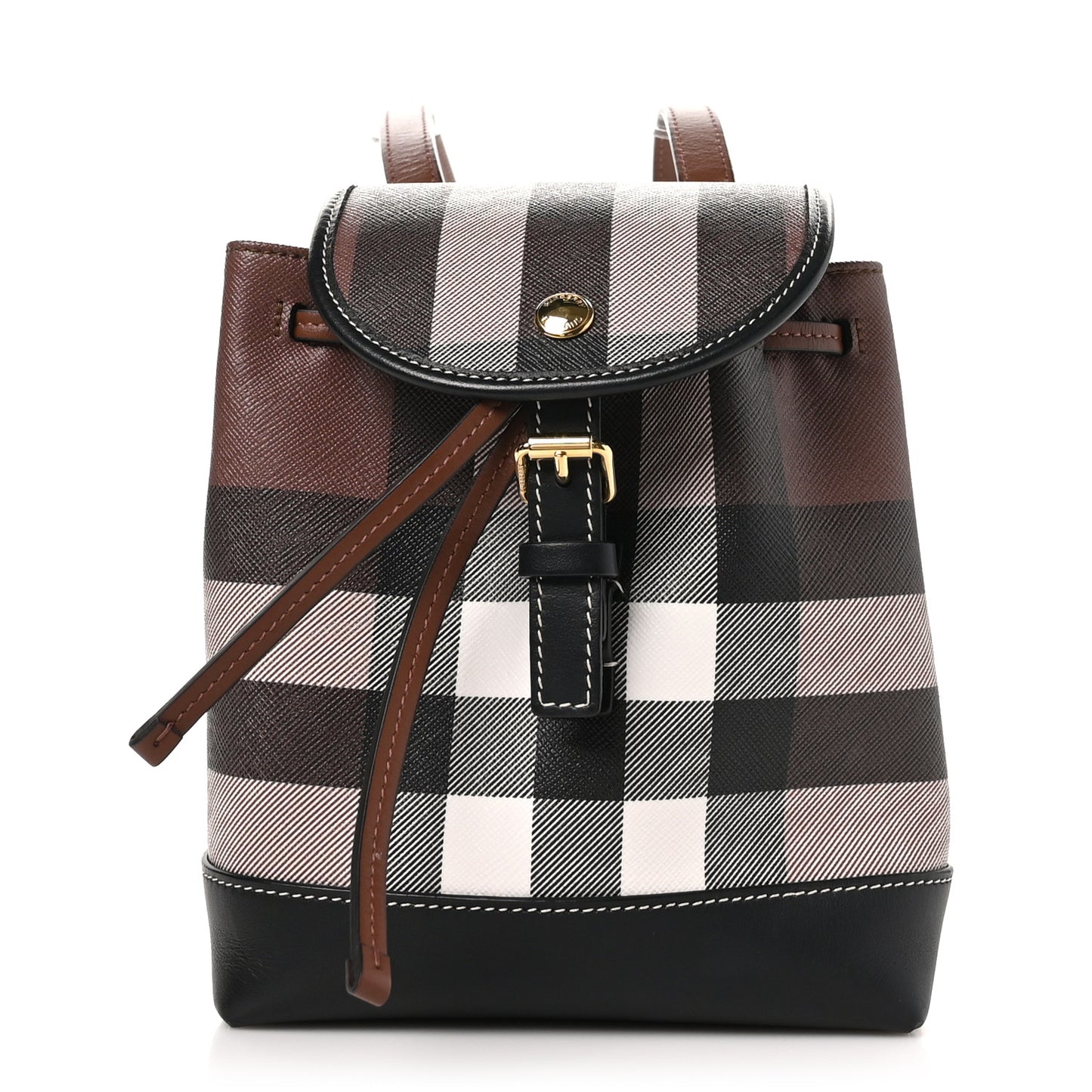 House Check Canvas Calfskin Micro Backpack Dark Birch Brown