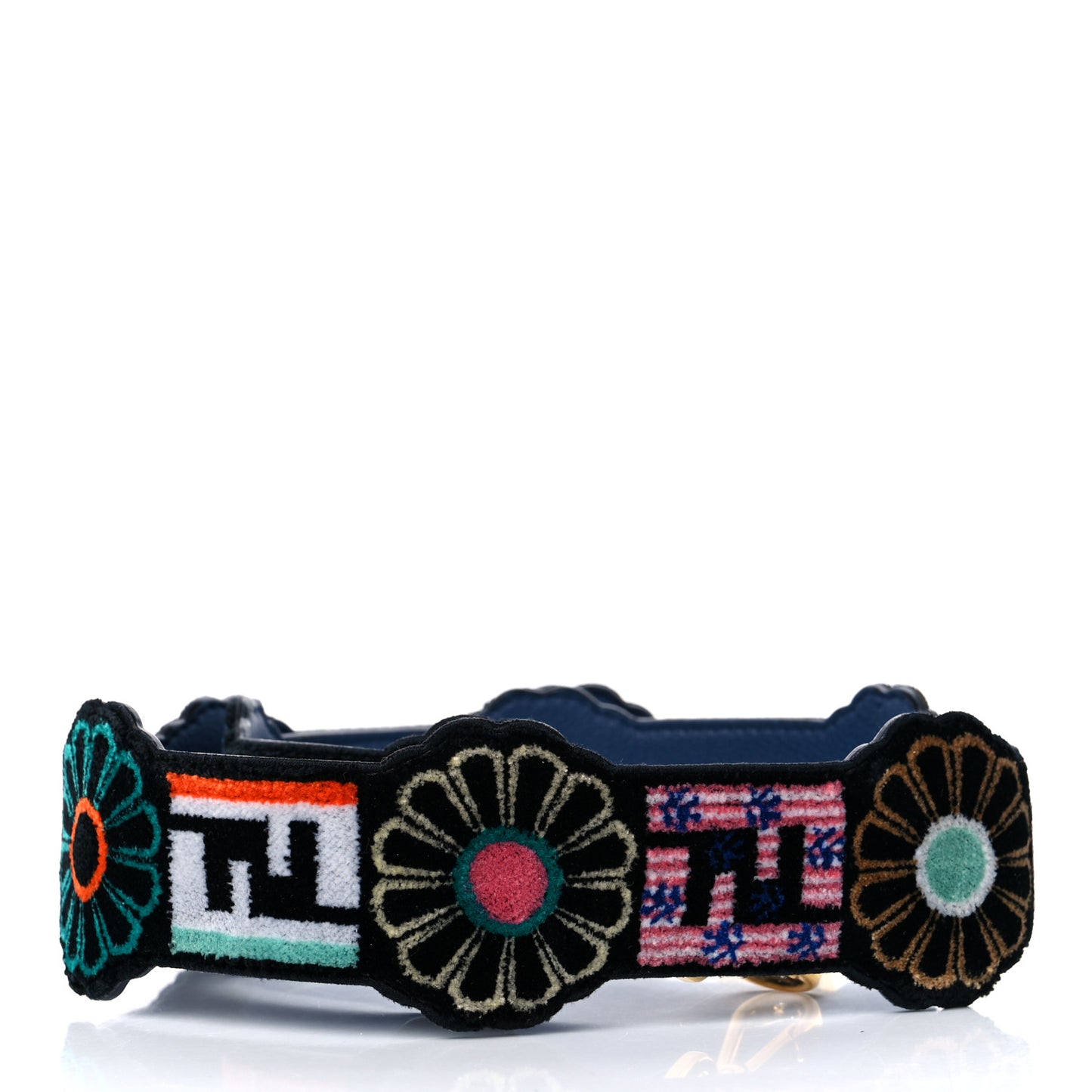 Velvet Vitello Dolce Fun Fair Embroidered Strap You Blue