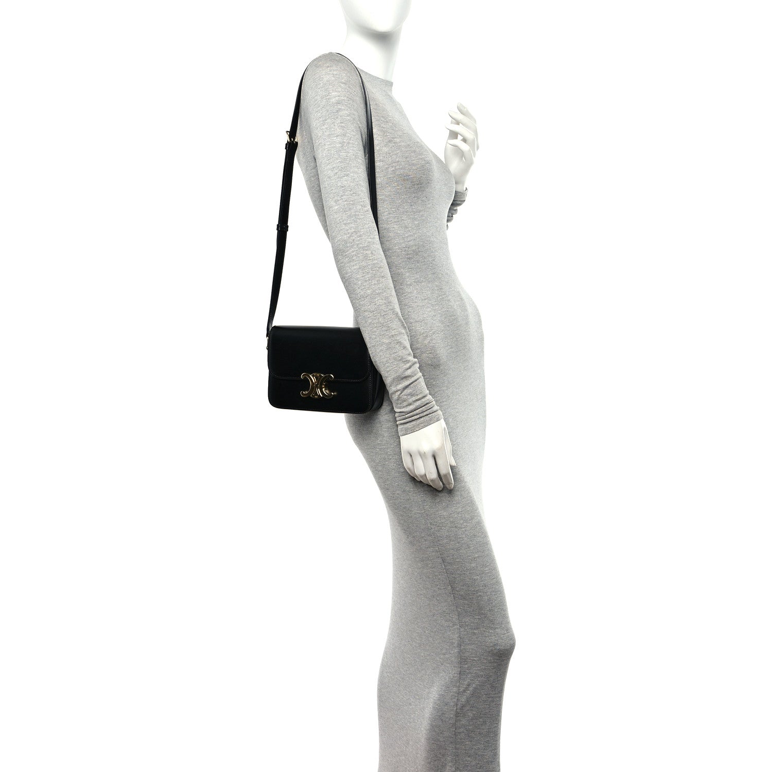 Celine Shiny Calfskin Teen Triomphe Black 2 of 10