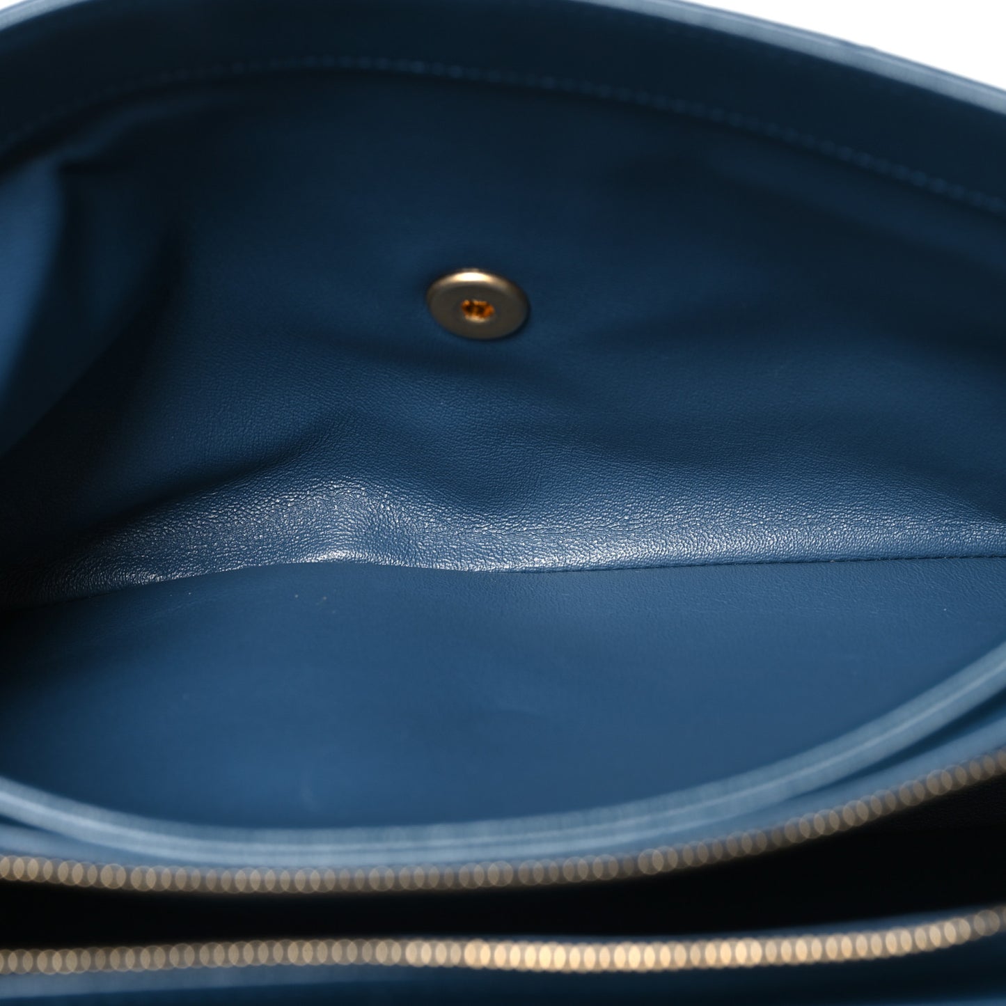 Lambskin Chevron Stitched Large Envelope Flap Blue