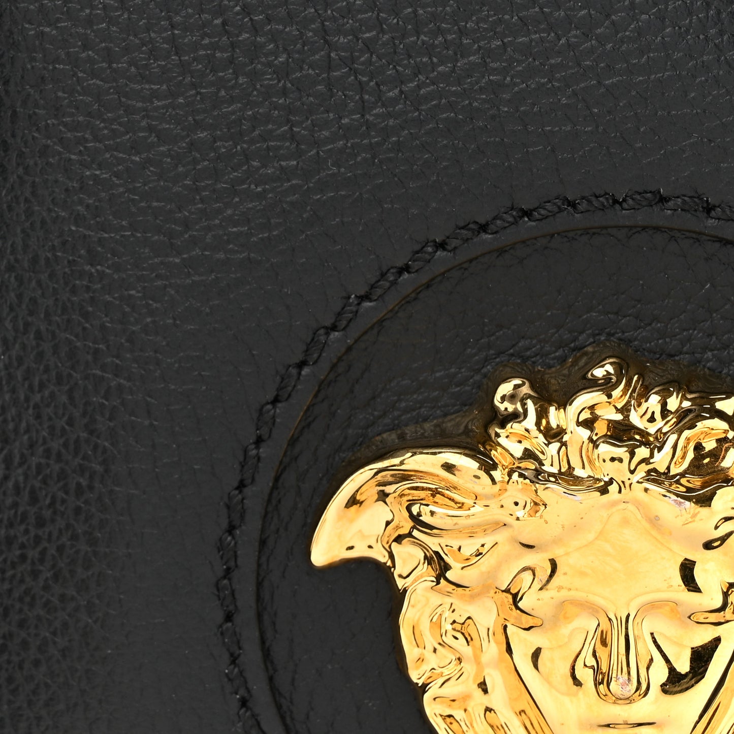 Calfskin La Medusa Round Camera Bag Black