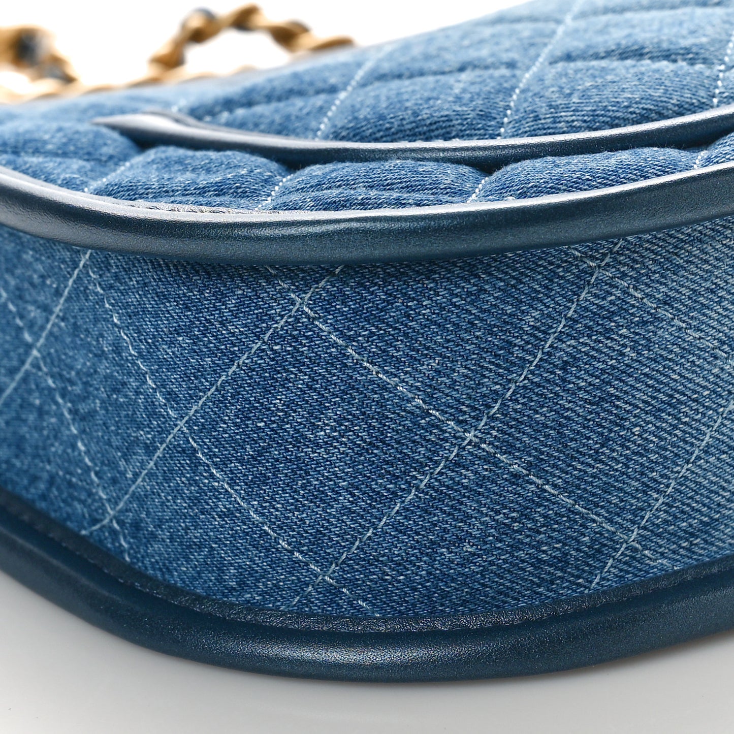 Washed Denim Quilted Hobo Blue