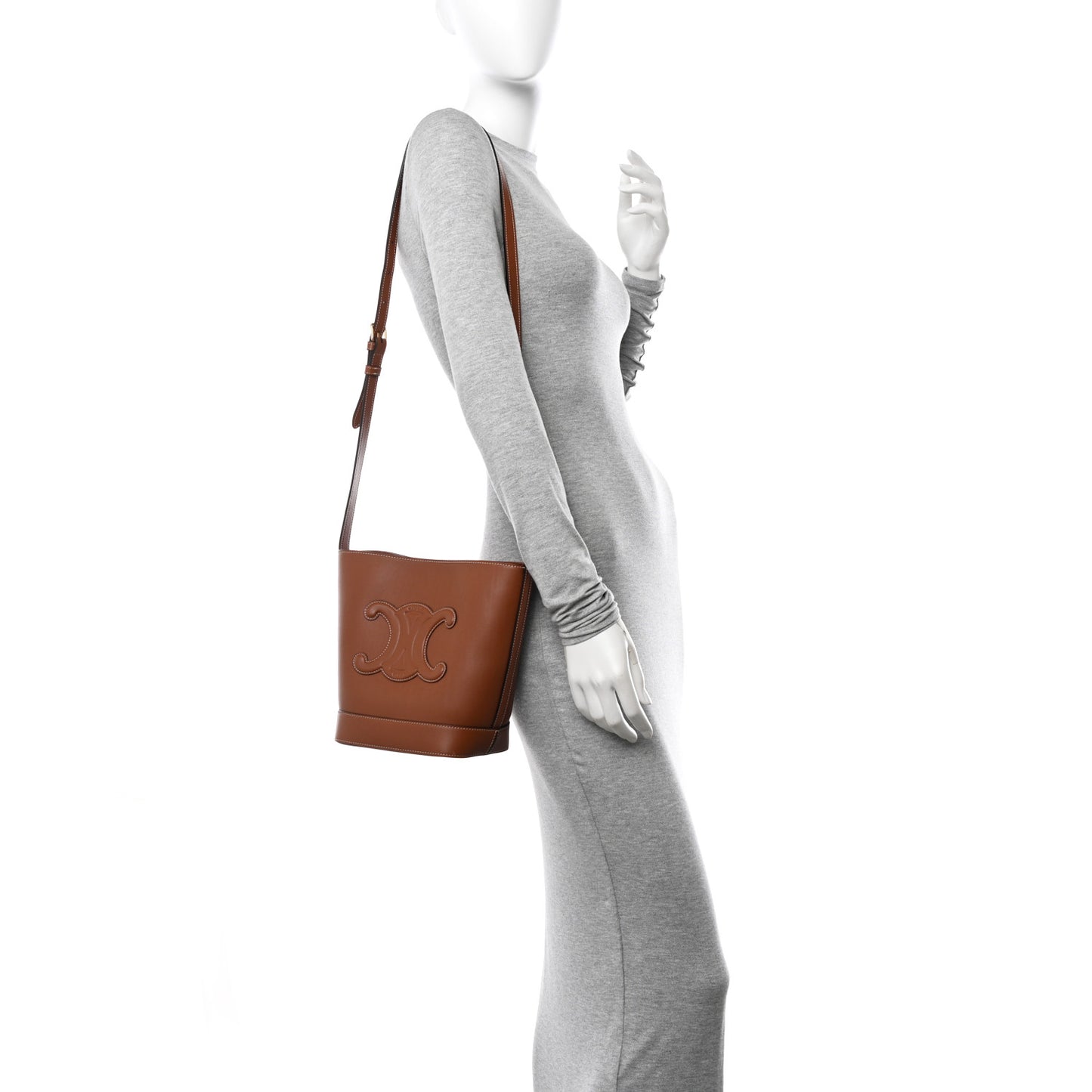 Smooth Calfskin Small Cuir Triomphe Bucket Bag Tan