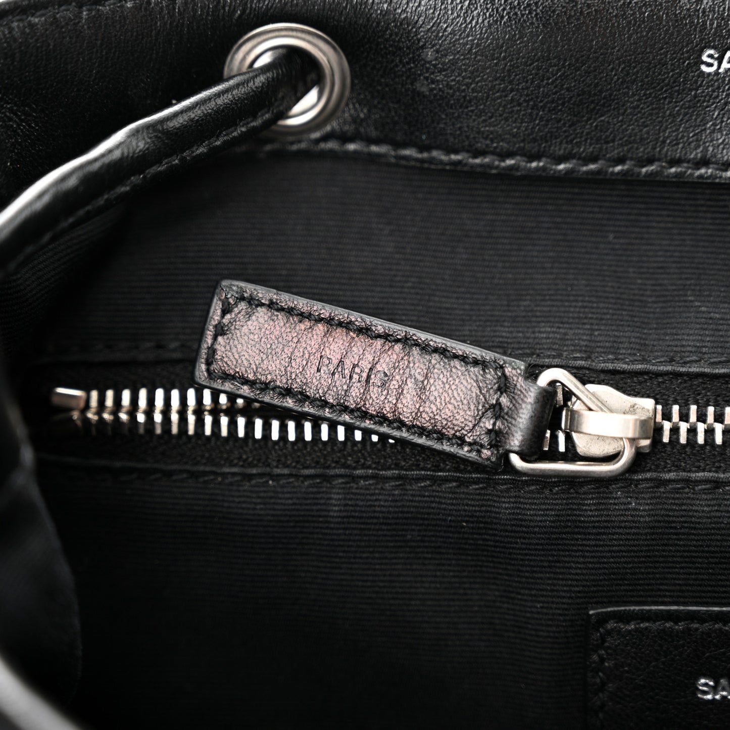 SAINT LAURENT Calfskin Y Quilted Monogram Small Loulou Backpack Black