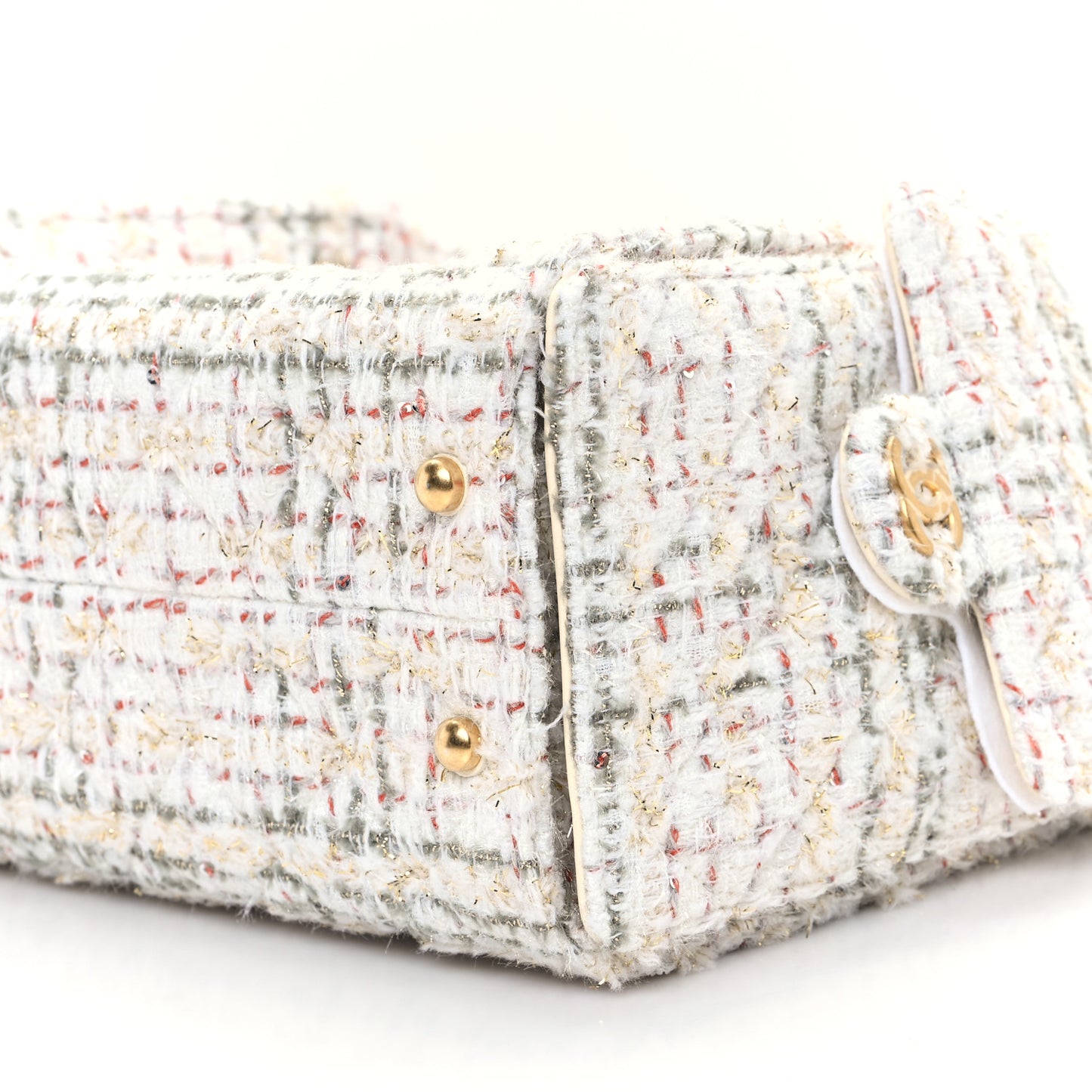 Wool Tweed Small Chanel 25 Handbag Ecru Gold Red Khaki Multicolor